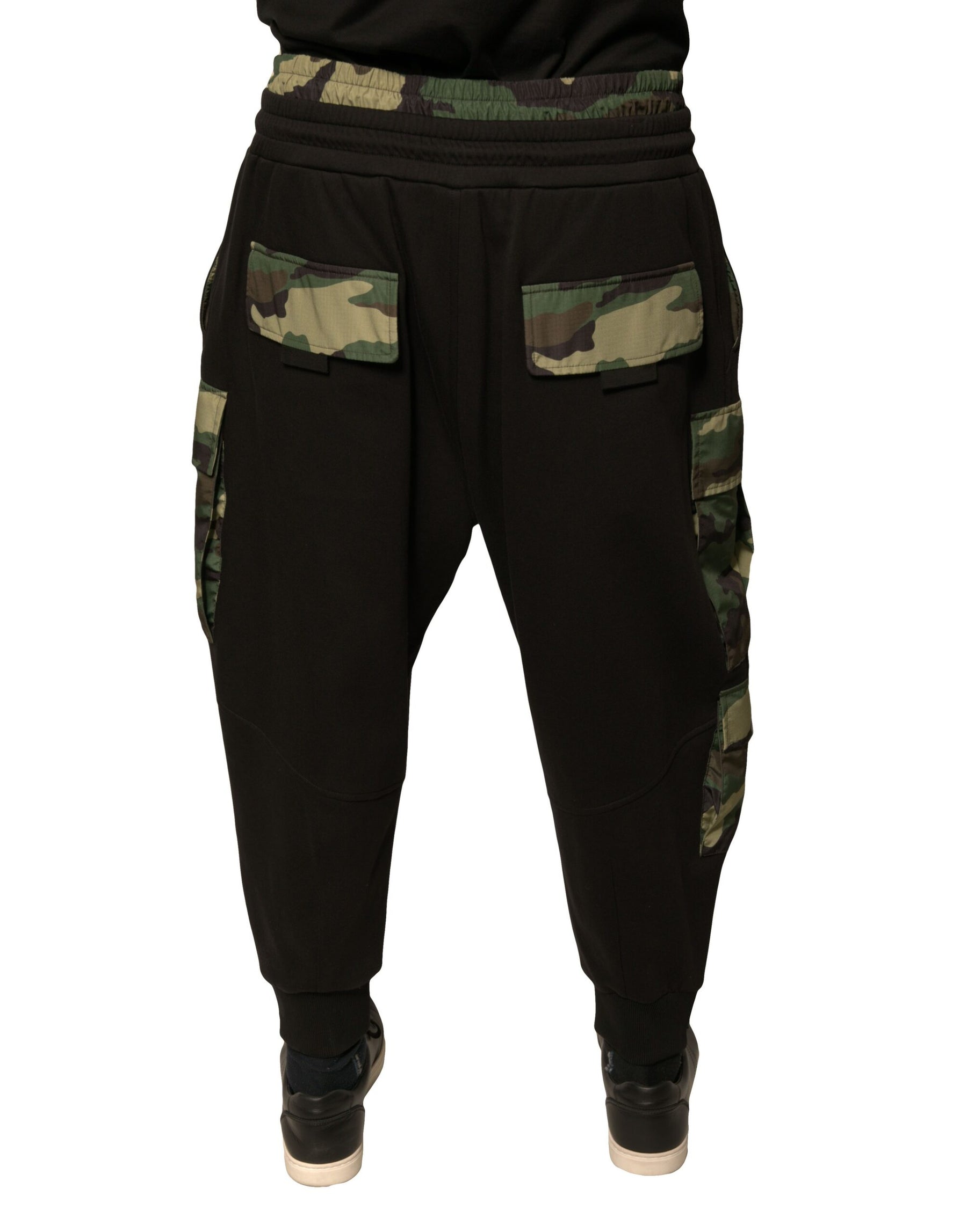 Dolce & Gabbana Black Camouflage Cotton Jogger Cargo Pants | Regal Royce