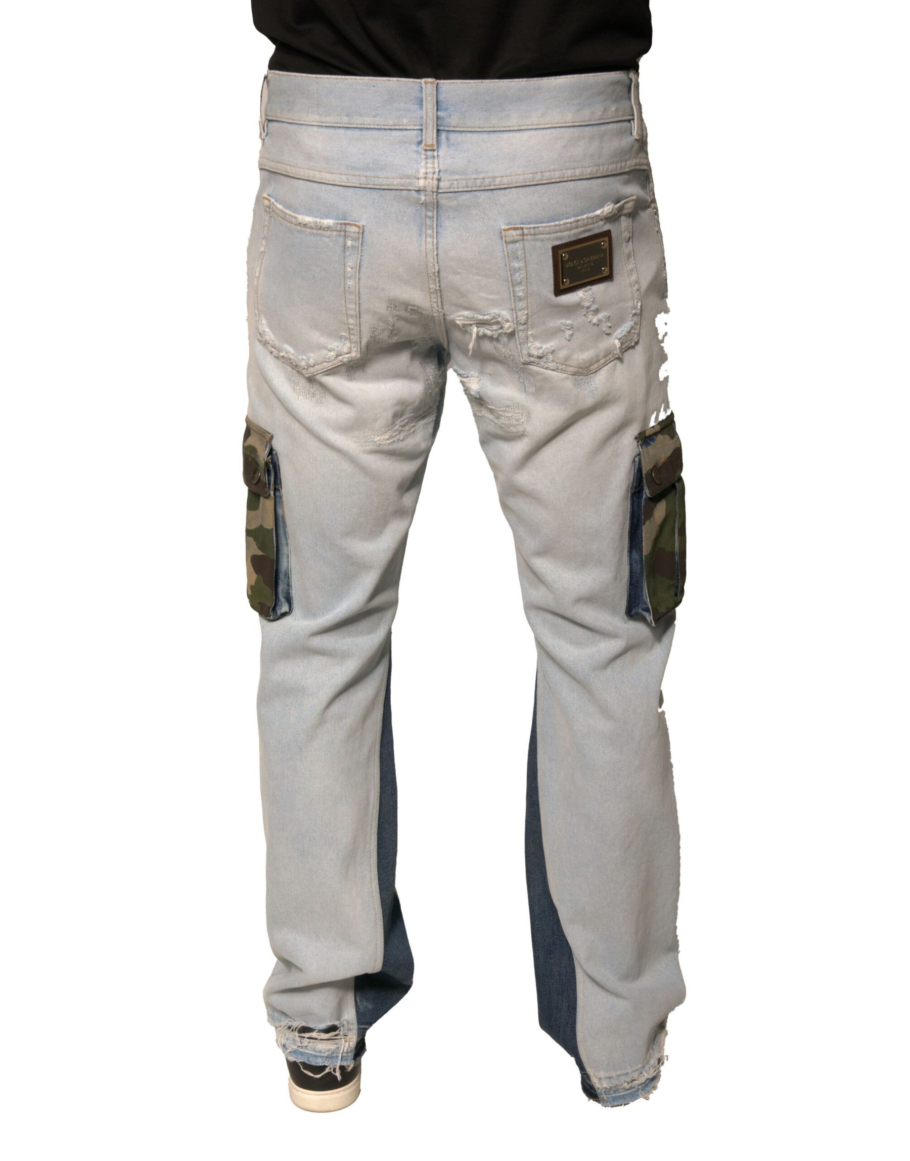 Dolce & Gabbana Light Blue Cotton Cargo Straight Denim Jeans | Regal Royce