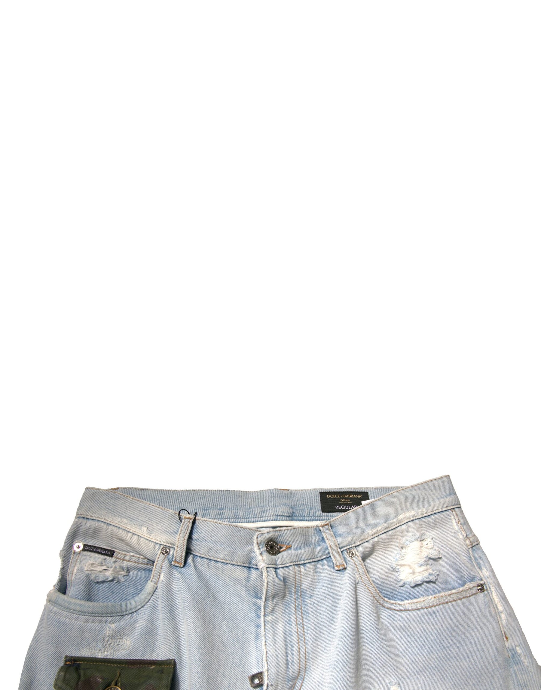 Dolce & Gabbana Light Blue Cotton Cargo Straight Denim Jeans | Regal Royce