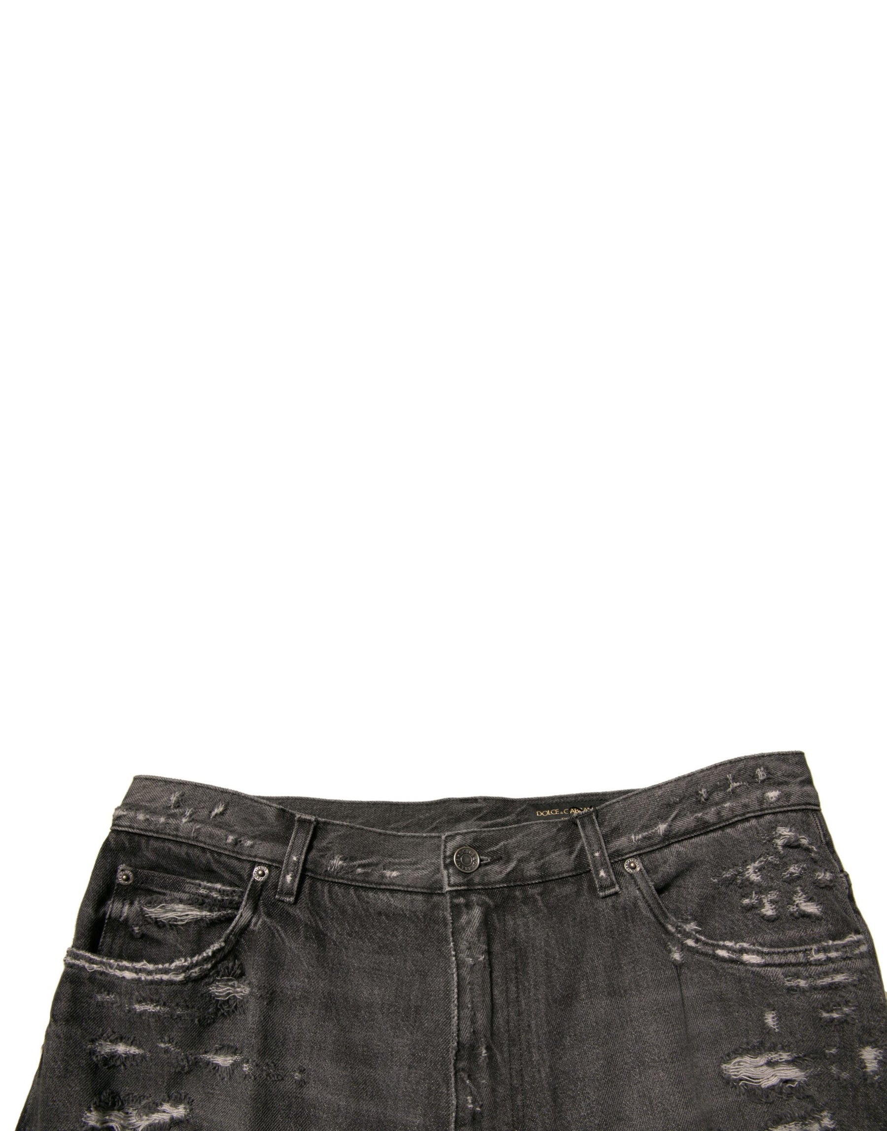 Dolce & Gabbana Gray Tattered Cotton Straight Men Denim Jeans | Regal Royce