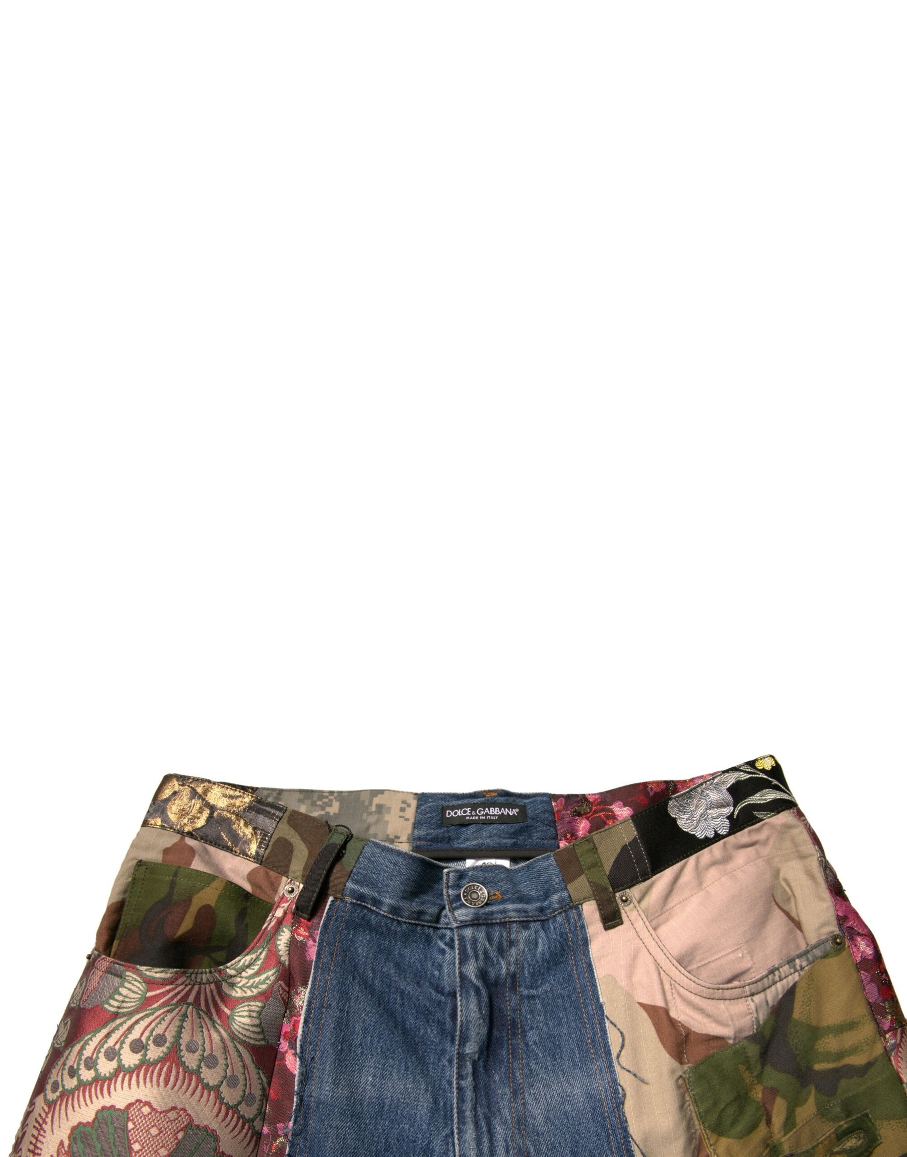 Dolce & Gabbana Blue Patchwork Cotton Straight Denim Jeans | Regal Royce