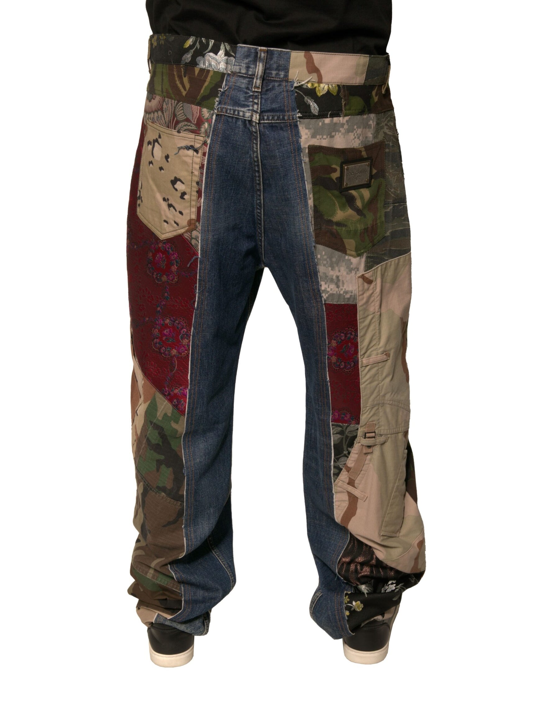 Dolce & Gabbana Blue Patchwork Cotton Straight Denim Jeans | Regal Royce