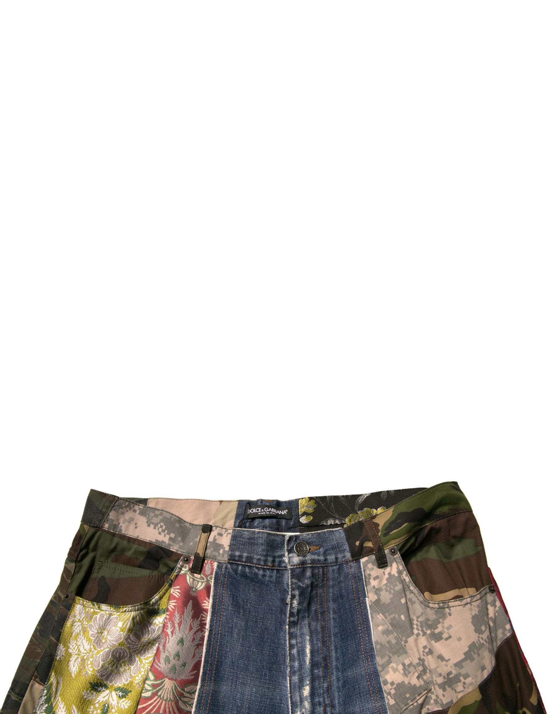 Dolce & Gabbana Blue Patchwork Cotton Straight Denim Jeans | Regal Royce