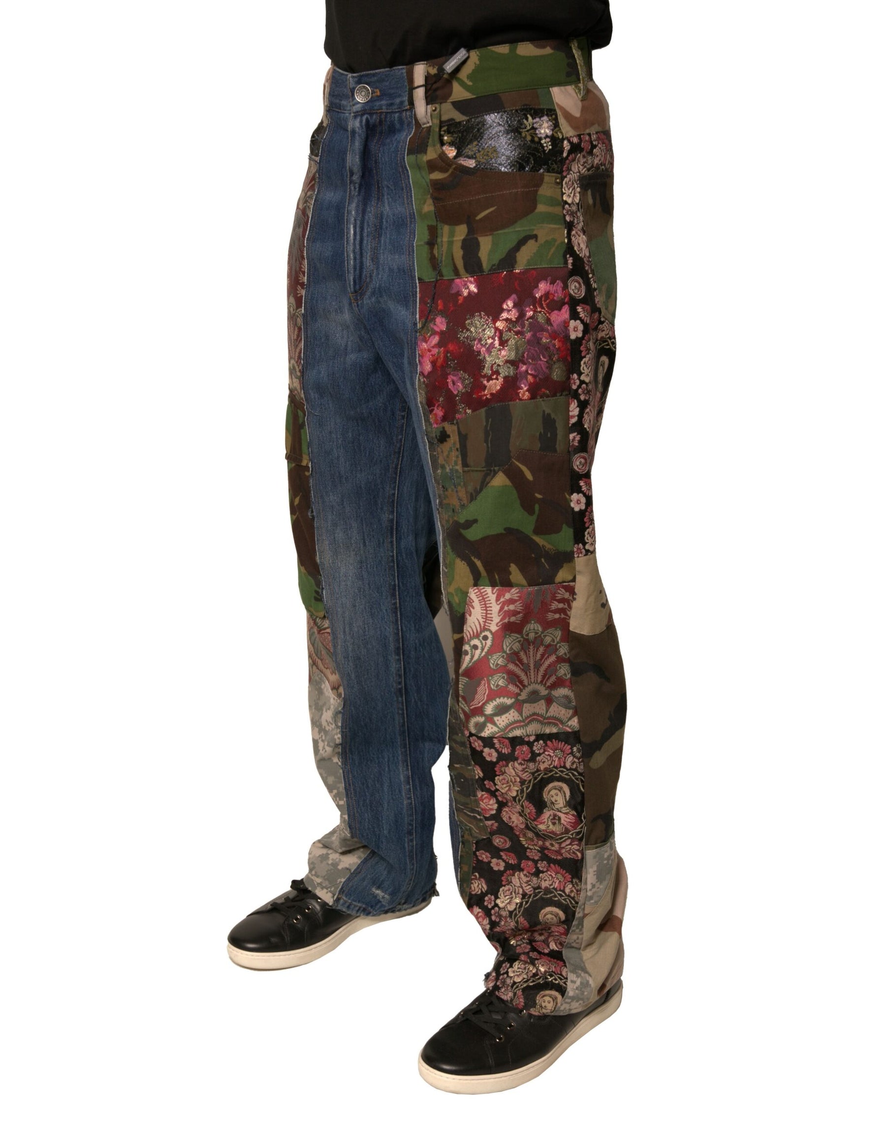 Dolce & Gabbana Blue Patchwork Cotton Straight Denim Jeans | Regal Royce