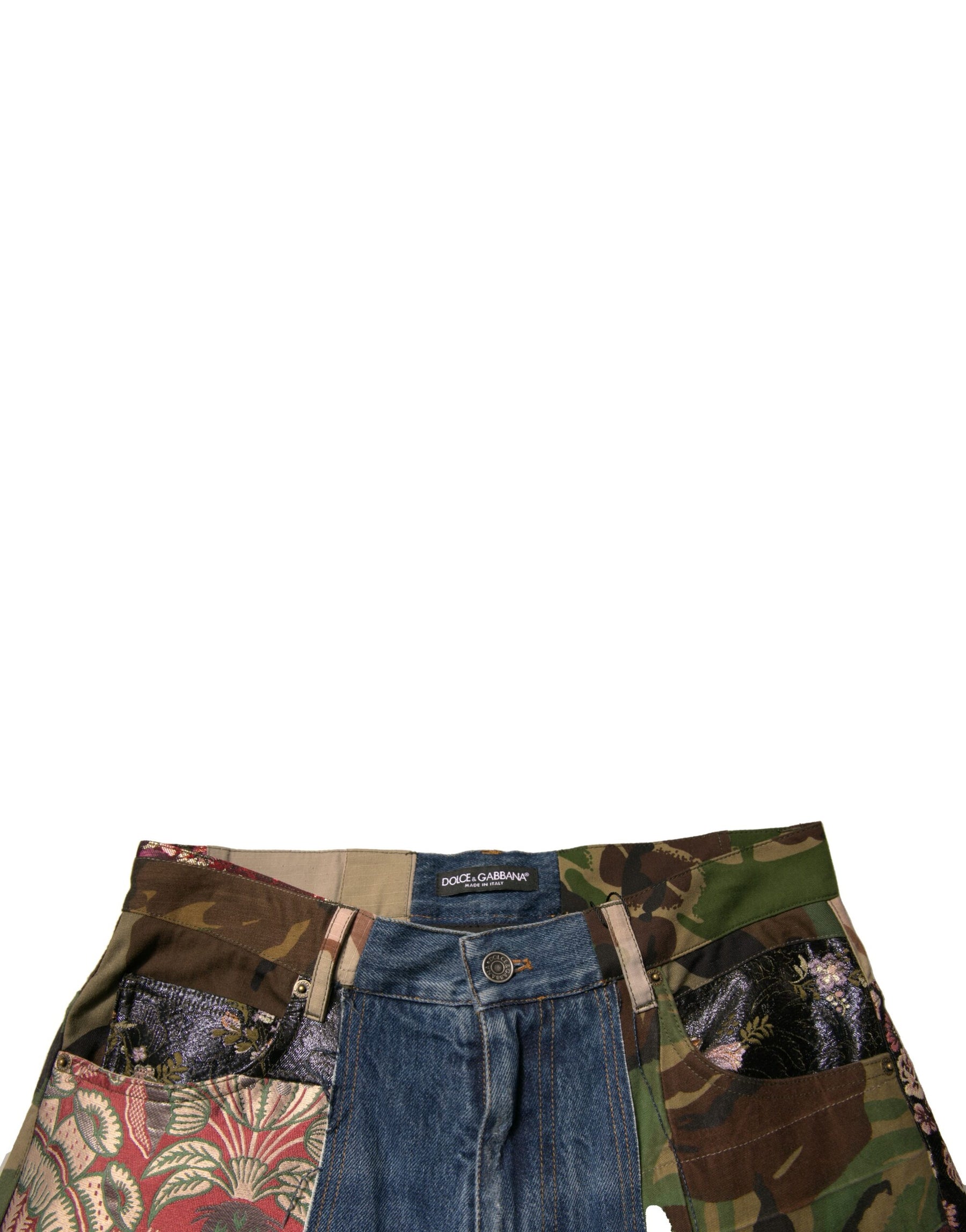 Dolce & Gabbana Blue Patchwork Cotton Straight Denim Jeans | Regal Royce