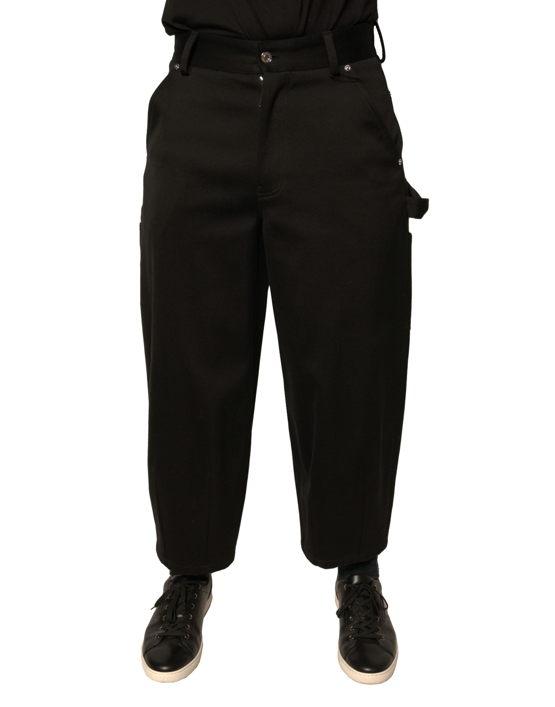 Dolce & Gabbana Black Cotton Mid Waist Cropped Pants | Regal Royce