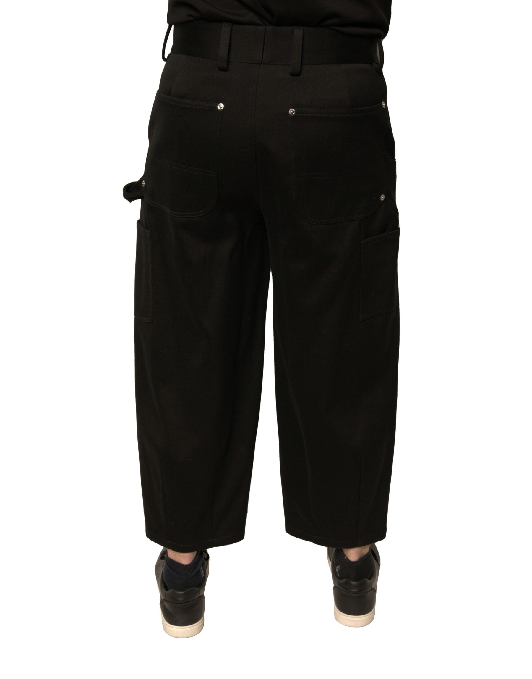 Dolce & Gabbana Black Cotton Mid Waist Cropped Pants | Regal Royce