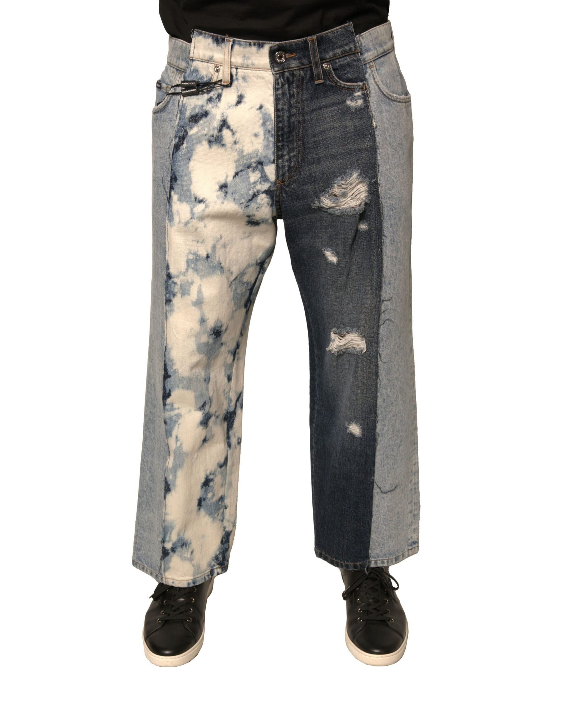 Dolce & Gabbana Multicolor Patchwork Cotton Straight Men Denim Jeans | Regal Royce