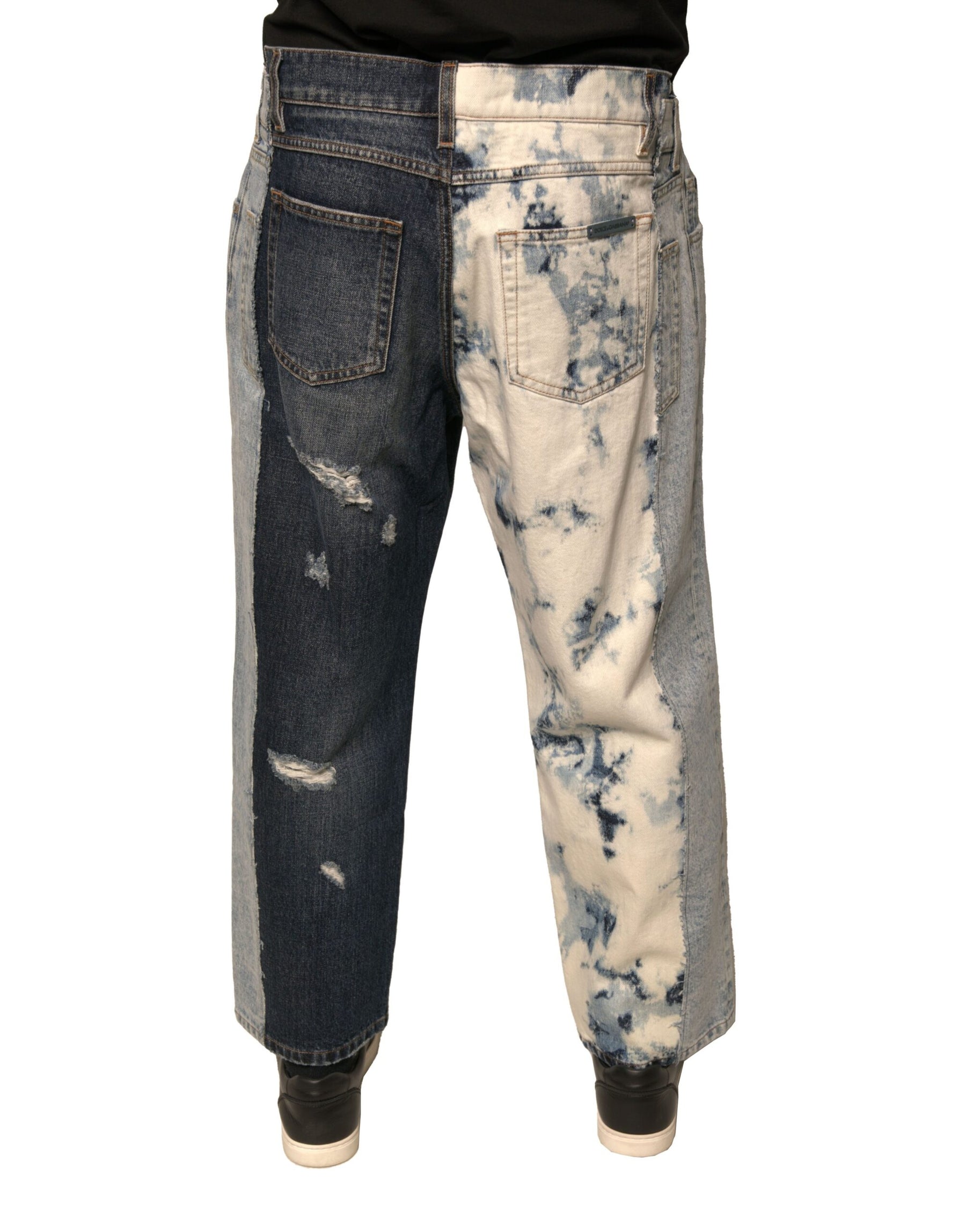 Dolce & Gabbana Multicolor Patchwork Cotton Straight Men Denim Jeans | Regal Royce