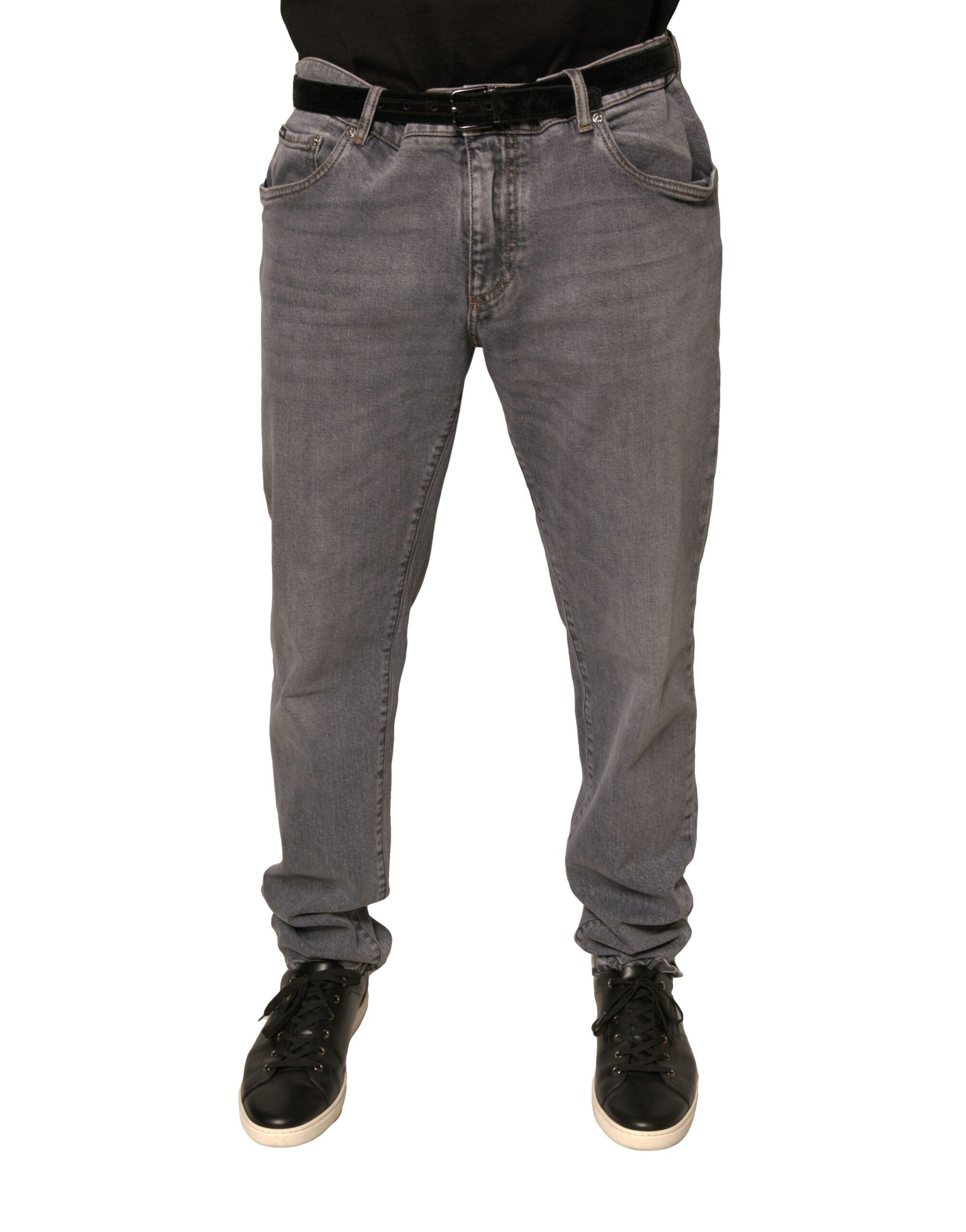 Dolce & Gabbana Gray Logo Cotton Stretch Skinny Denim Jeans | Regal Royce