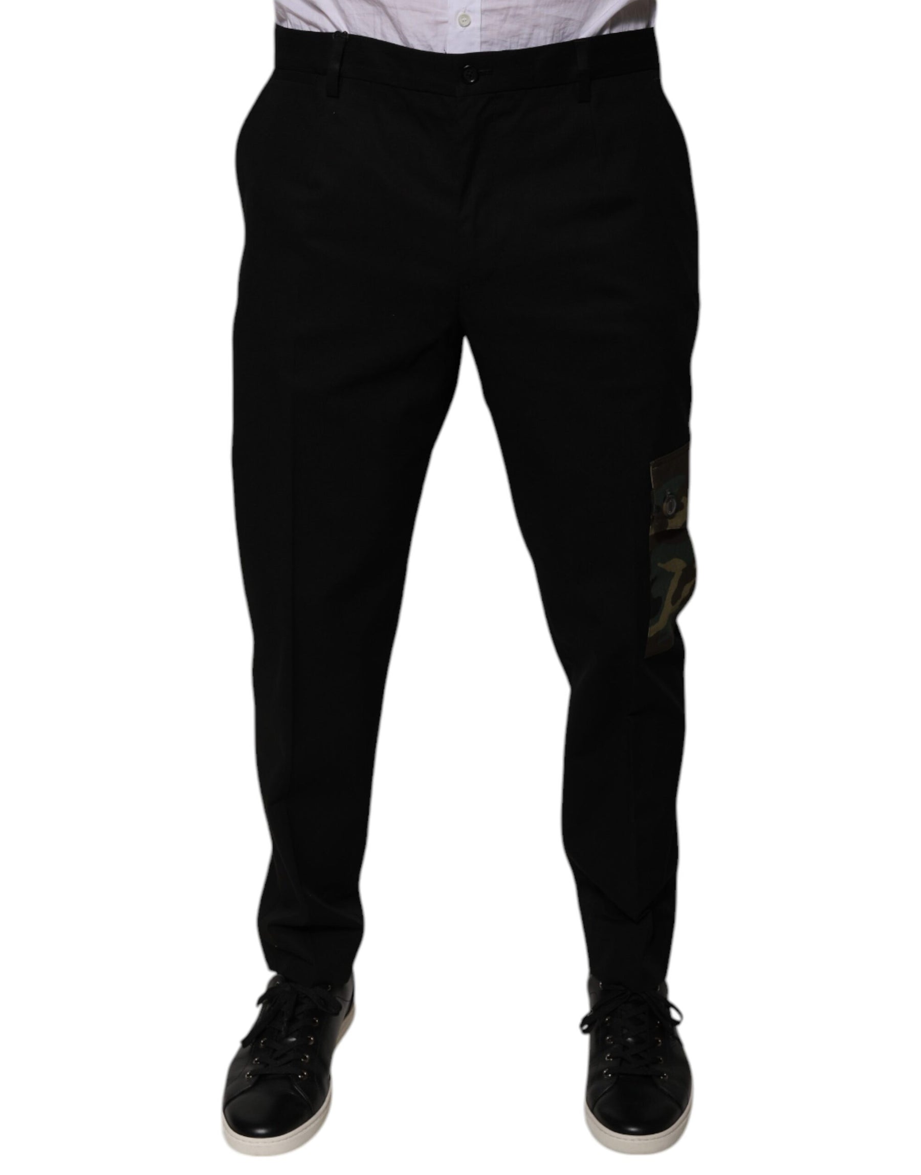 Dolce & Gabbana Black Cotton Men Cargo Casual Pants | Regal Royce
