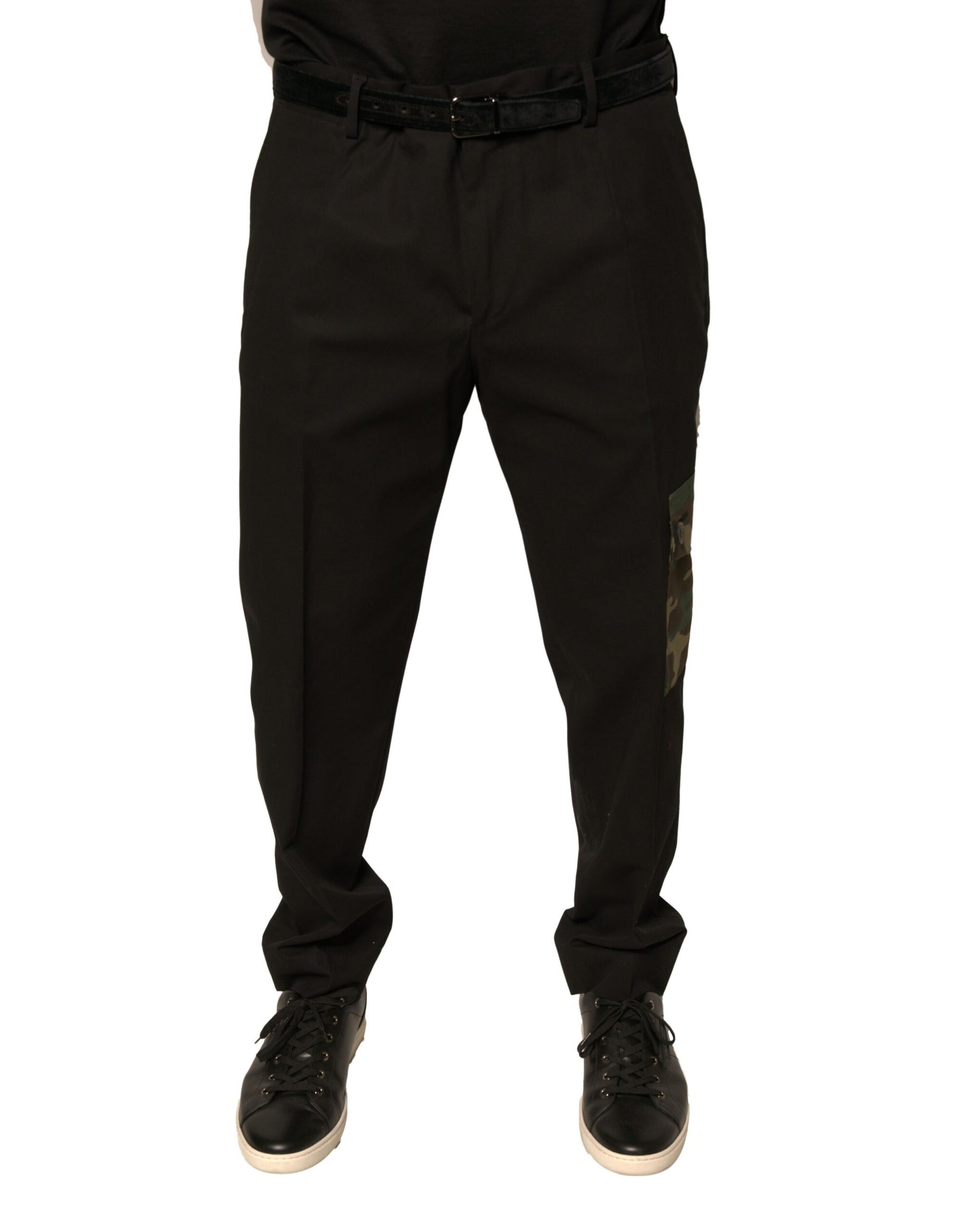 Dolce & Gabbana Black Cotton Men Cargo Casual Pants | Regal Royce