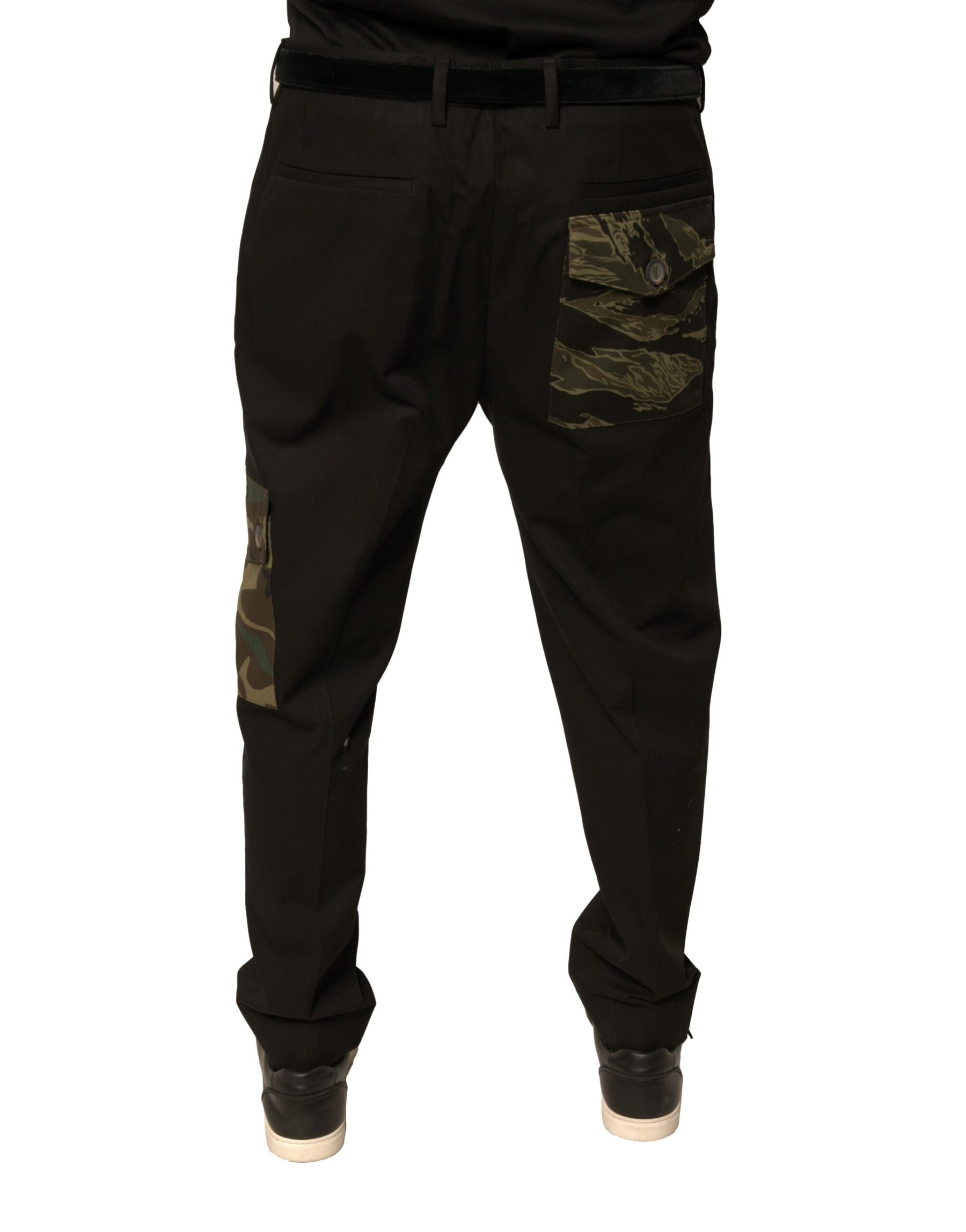 Dolce & Gabbana Black Cotton Men Cargo Casual Pants | Regal Royce