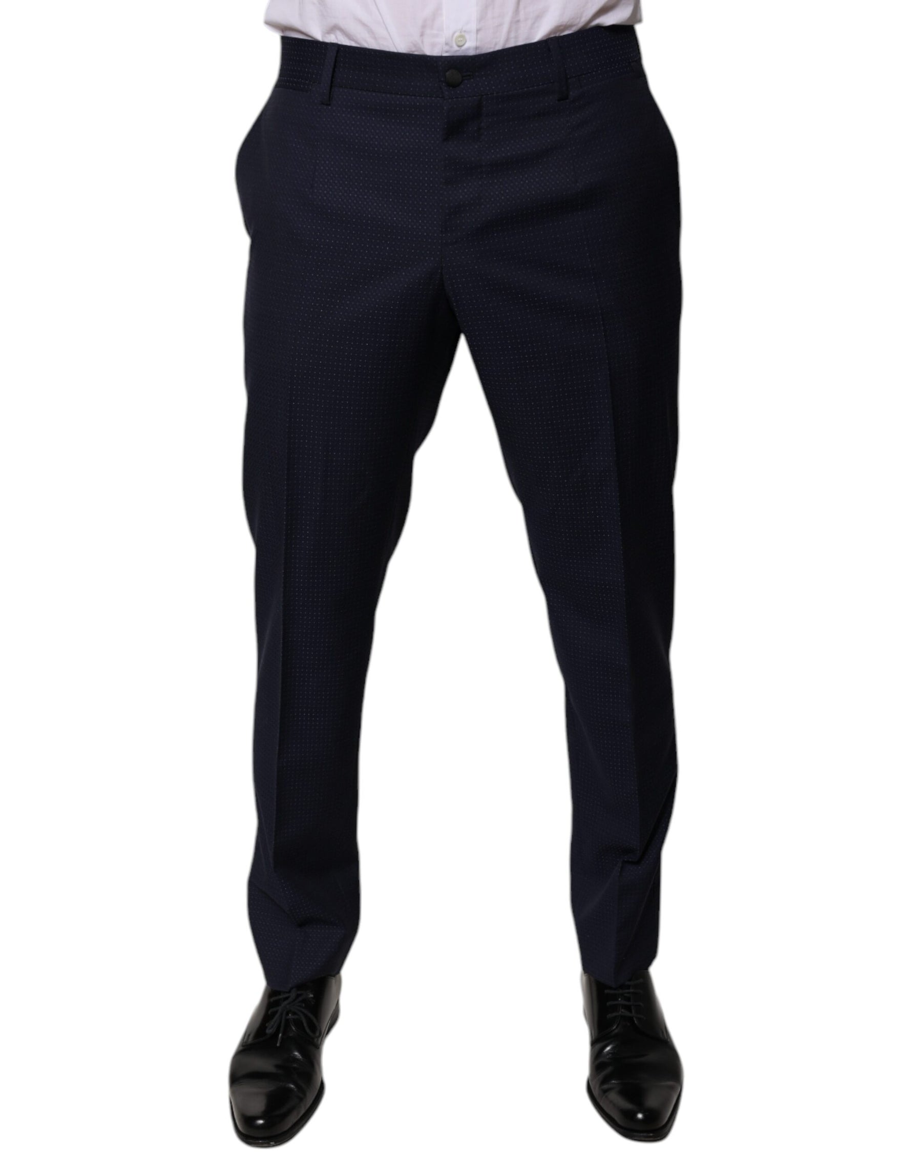 Dolce & Gabbana Dark Blue Cotton Men Dress Pants | Regal Royce