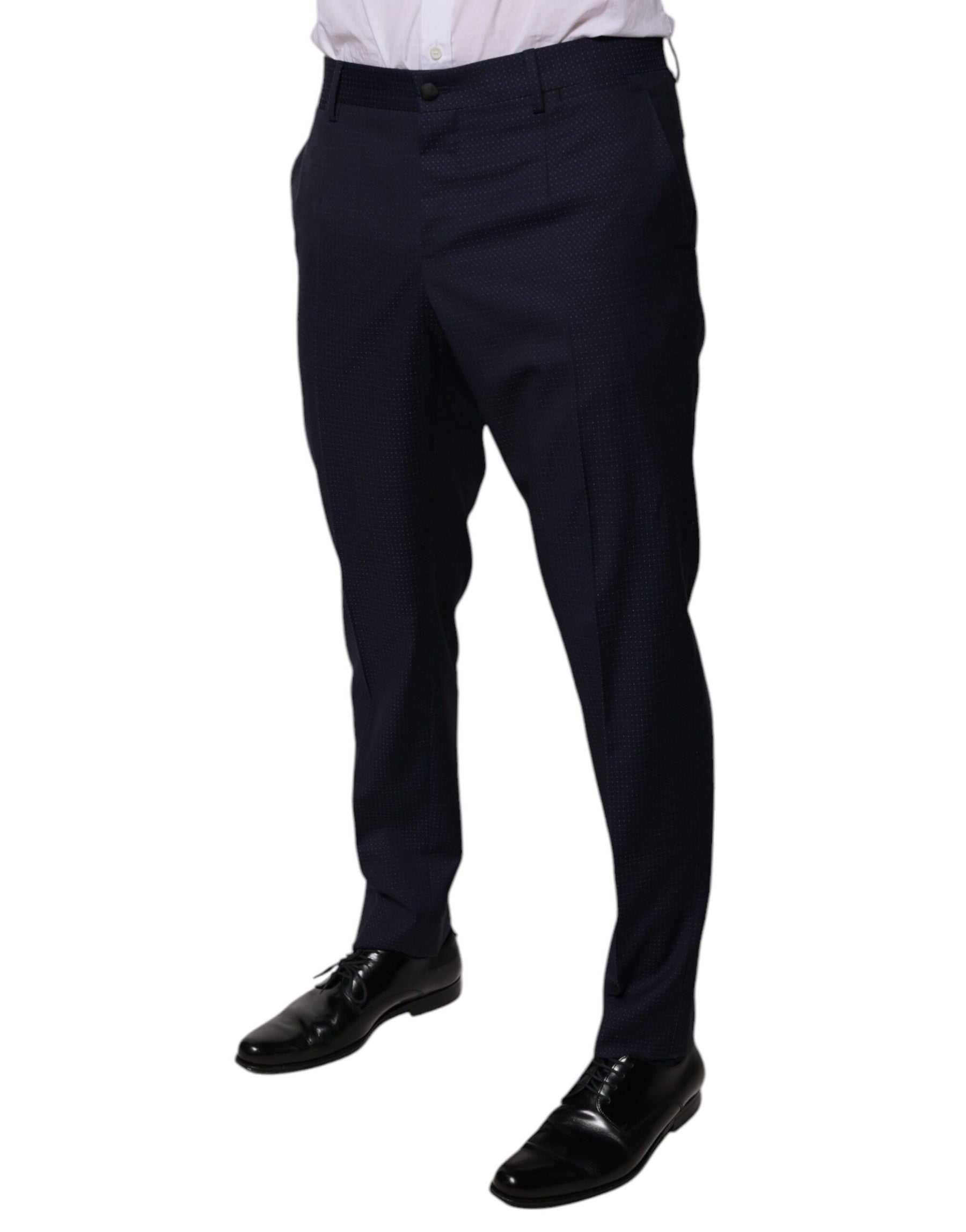 Dolce & Gabbana Dark Blue Cotton Men Dress Pants | Regal Royce