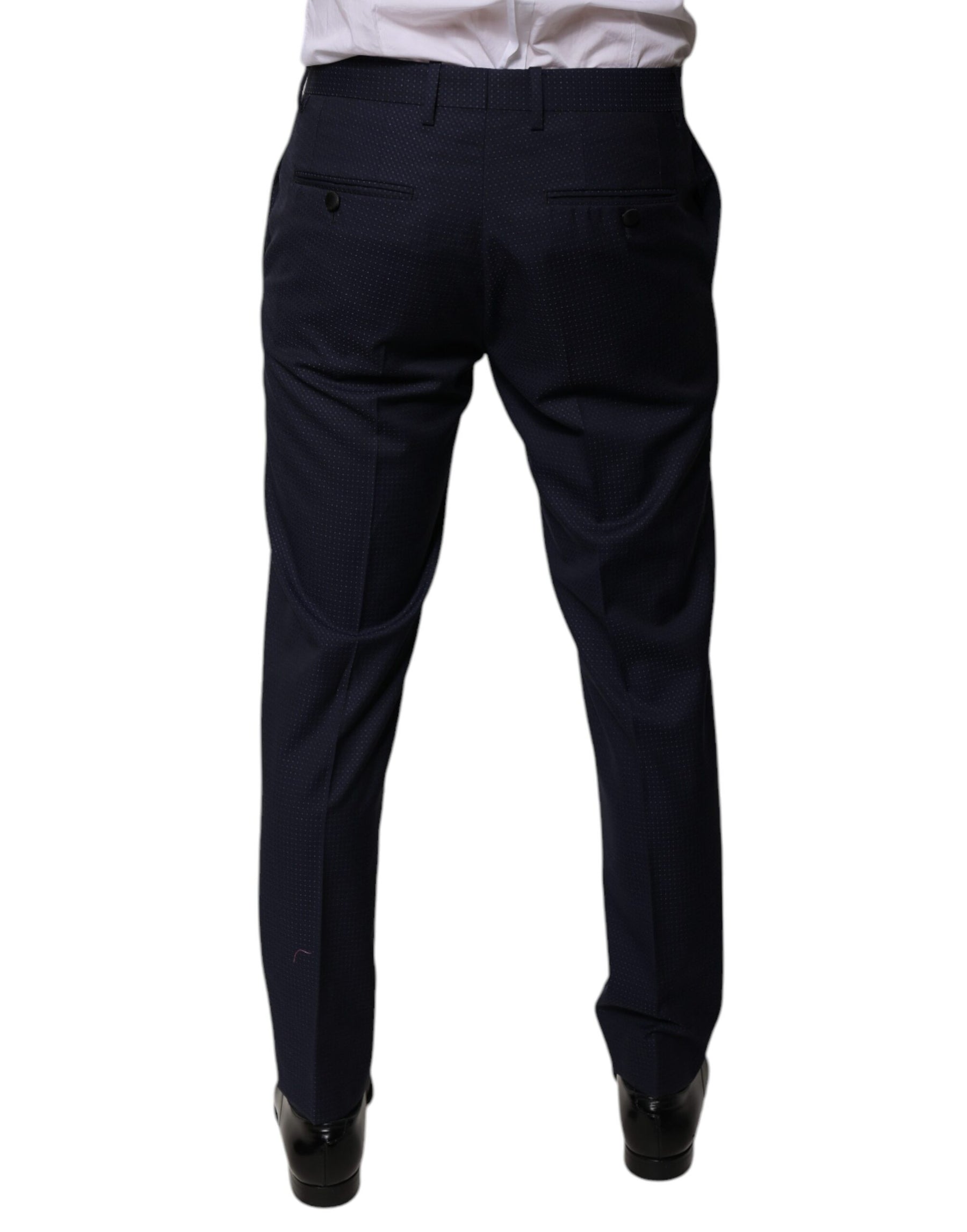 Dolce & Gabbana Dark Blue Cotton Men Dress Pants | Regal Royce