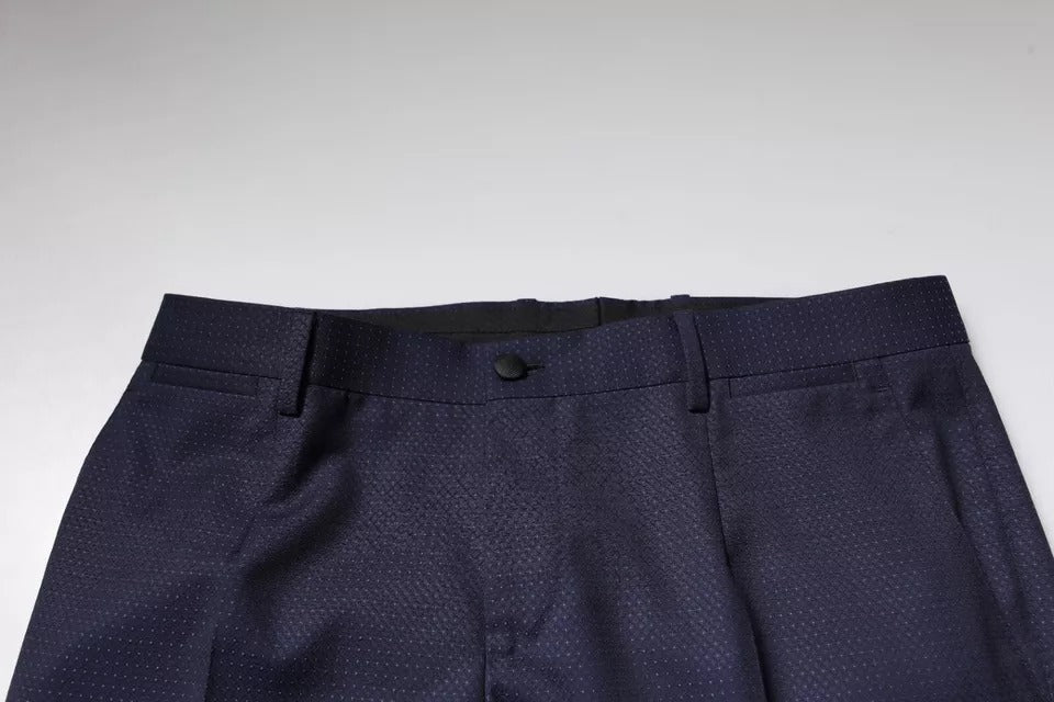 Dolce & Gabbana Dark Blue Cotton Men Dress Pants | Regal Royce
