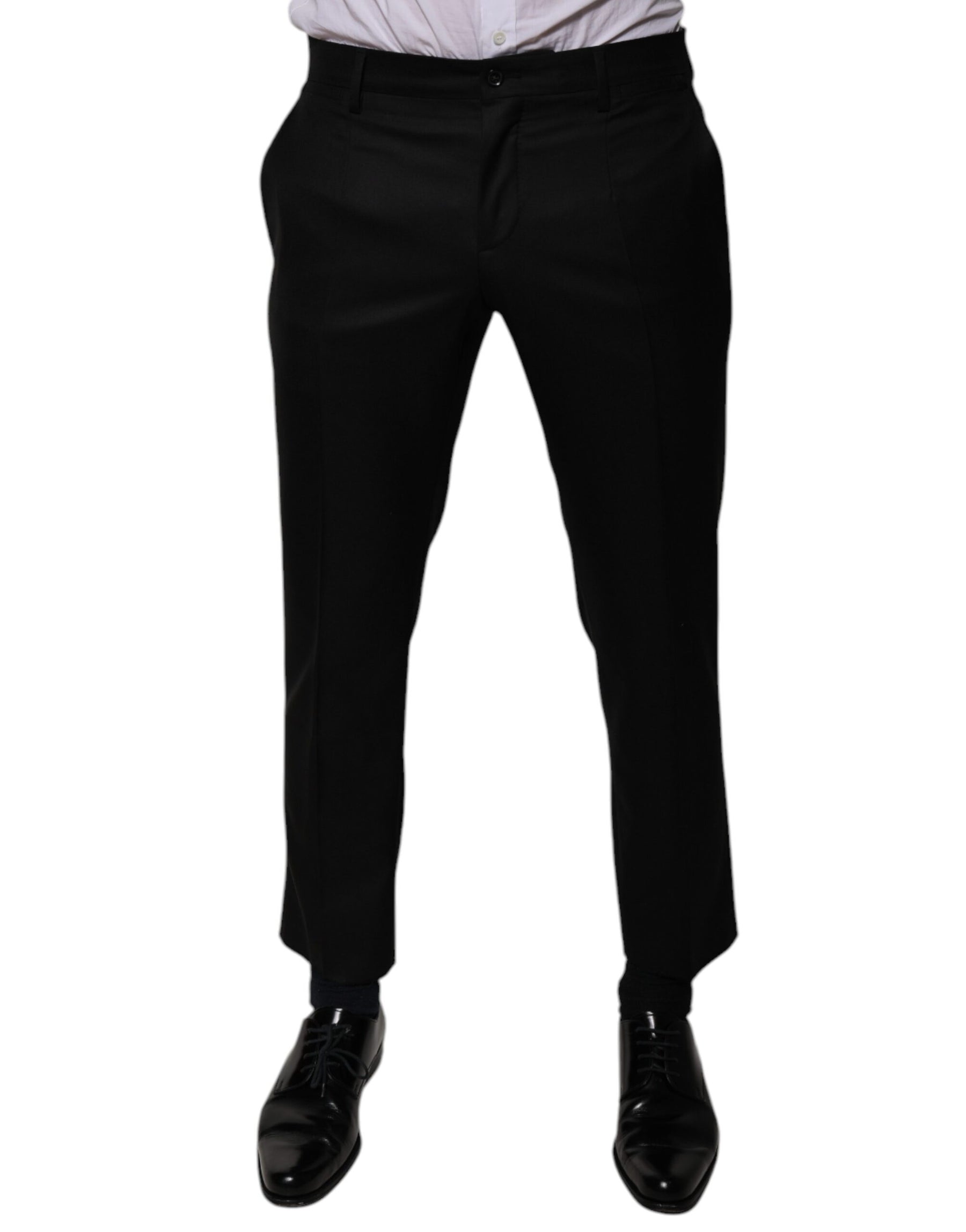 Dolce & Gabbana Black Wool Tapered Formal Dress Pants | Regal Royce