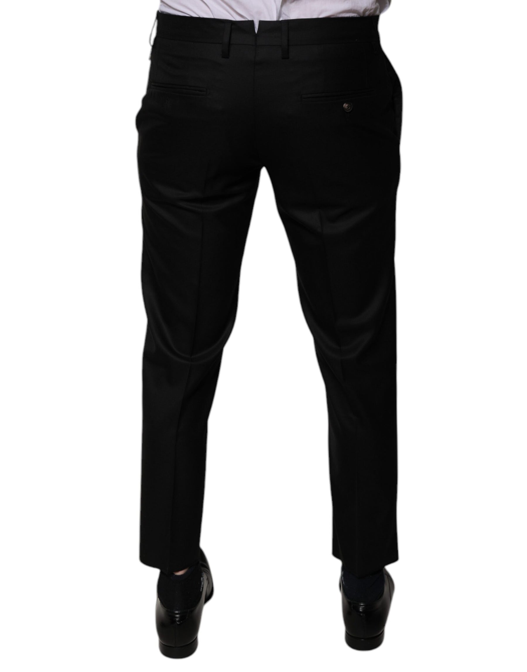 Dolce & Gabbana Black Wool Tapered Formal Dress Pants | Regal Royce