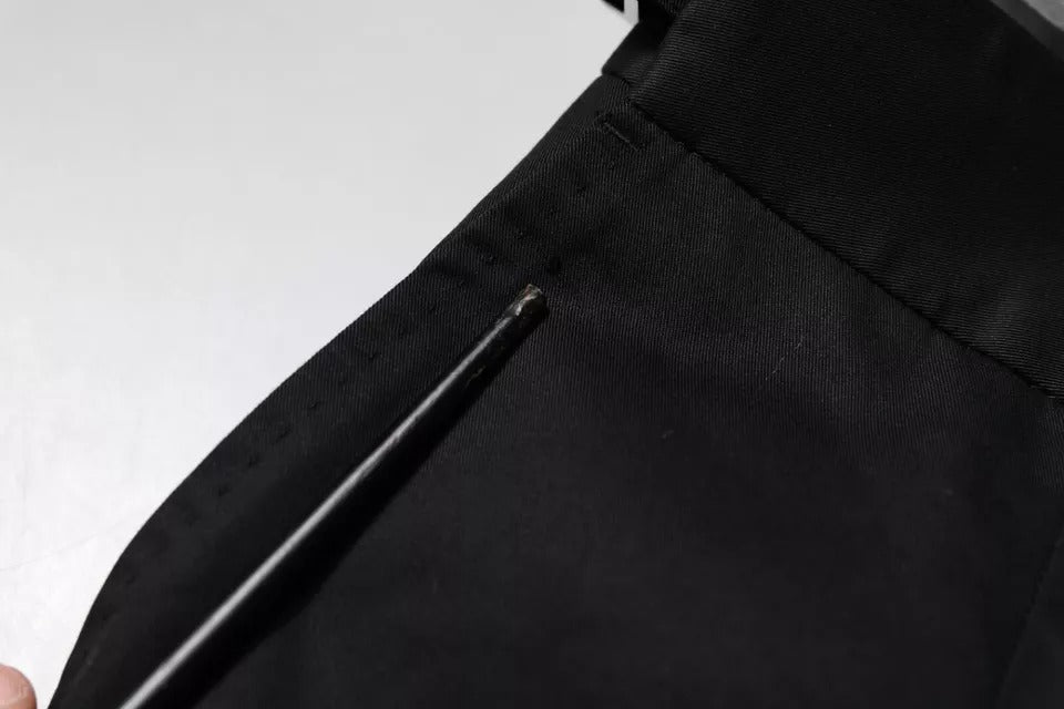 Dolce & Gabbana Black Cotton Tapered Formal Dress Pants | Regal Royce