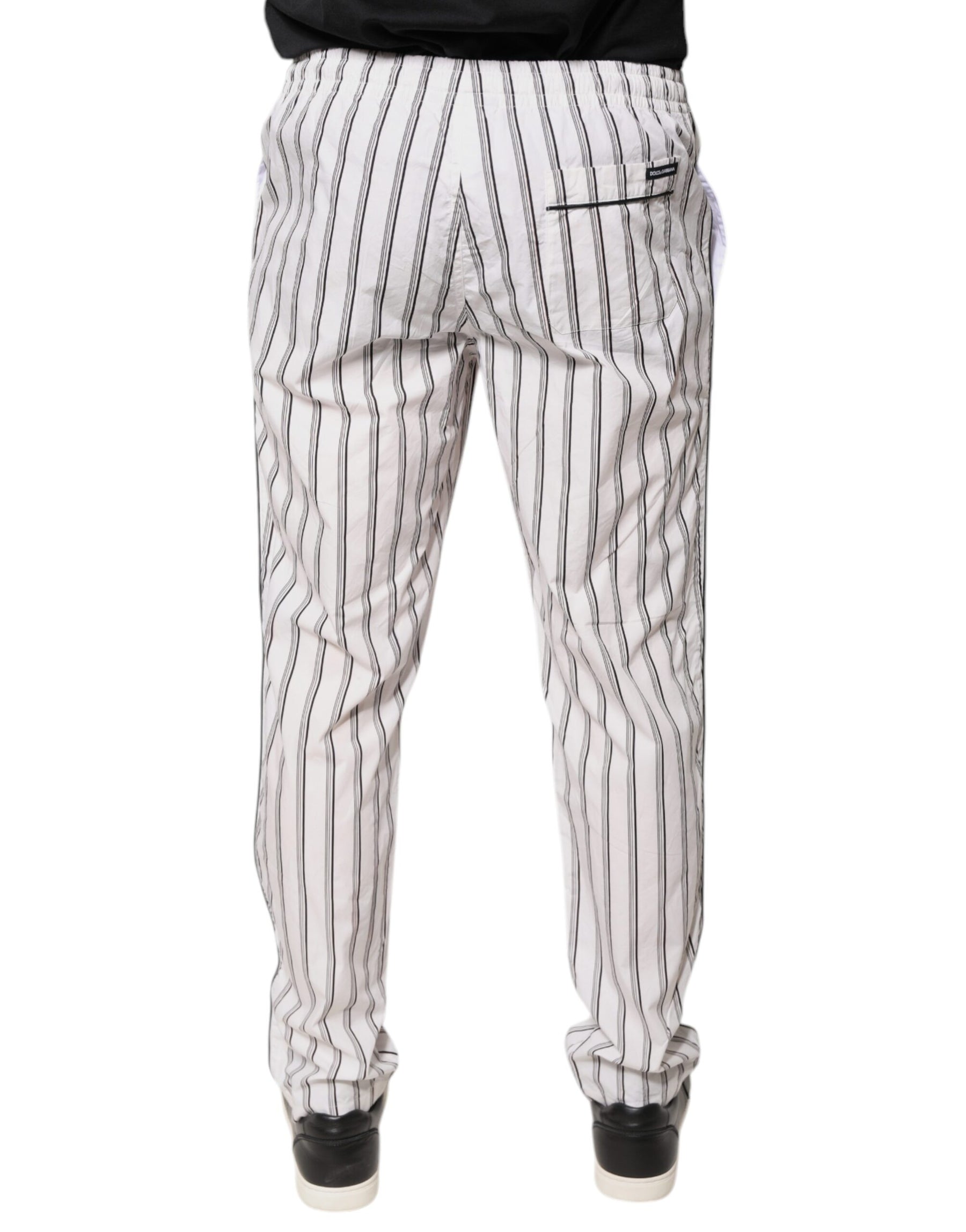 Dolce & Gabbana White Stripes Cotton Skinny Dress Pants | Regal Royce