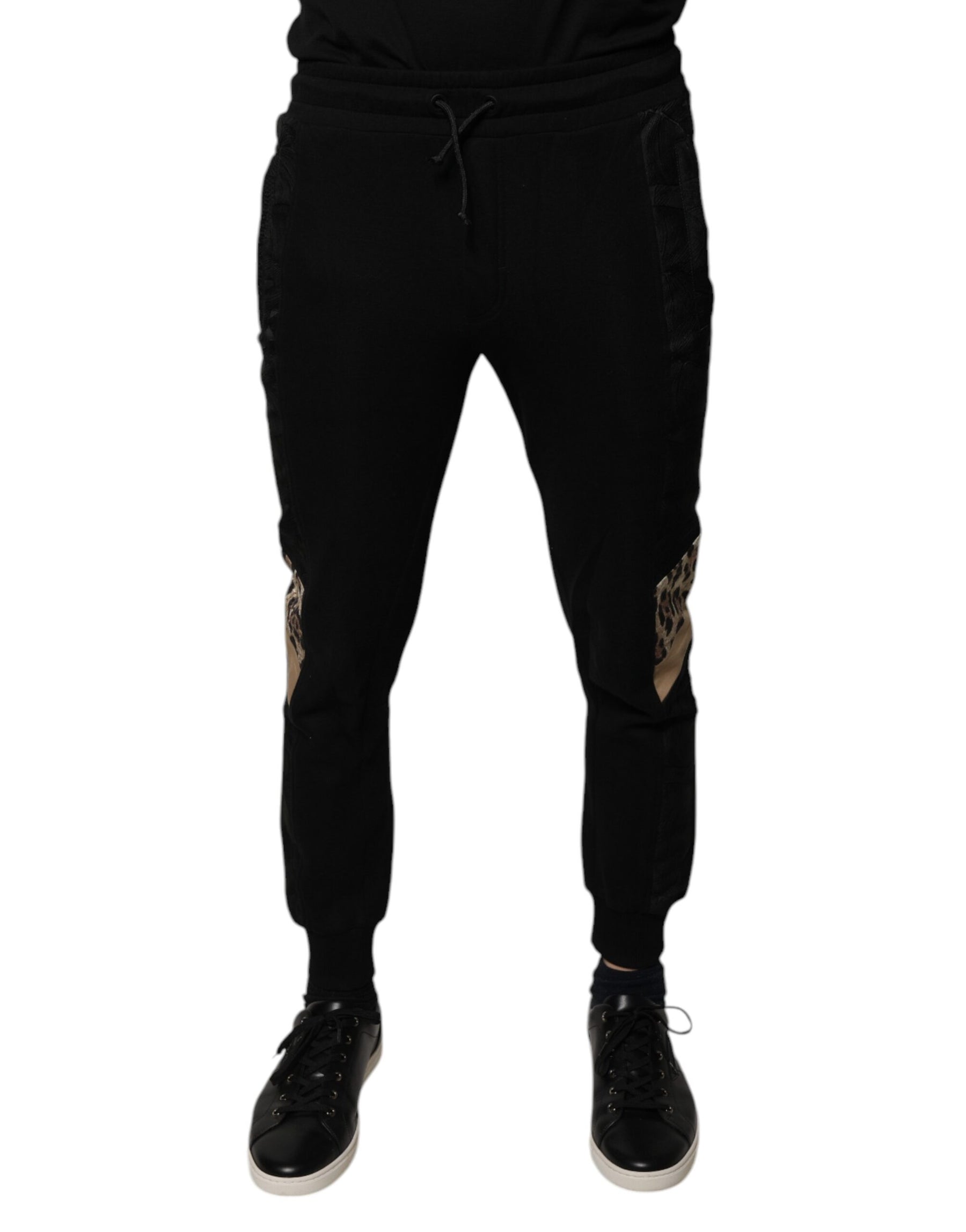 Dolce & Gabbana Black Leopard Slim Fit Jogger Pants | Regal Royce