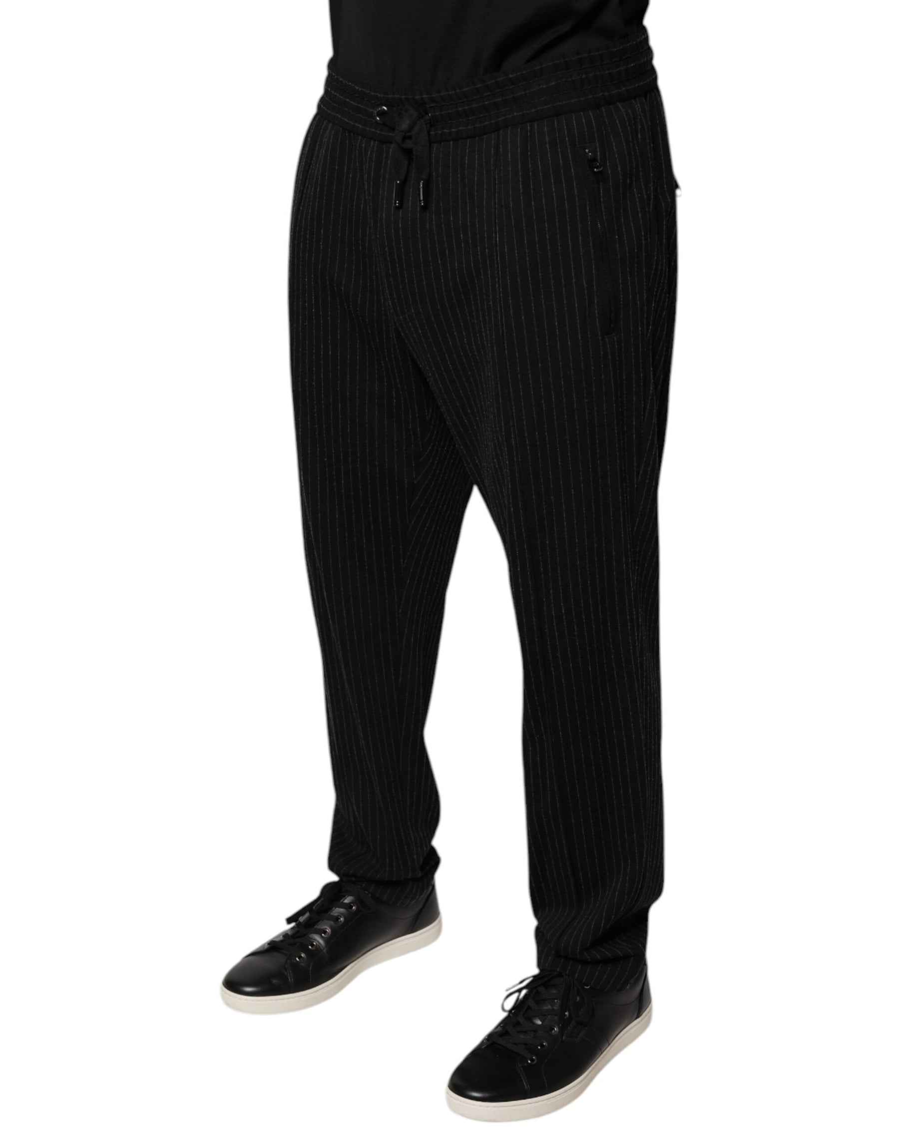 Dolce & Gabbana Black Stripes Viscose Skinny Dress Pants | Regal Royce