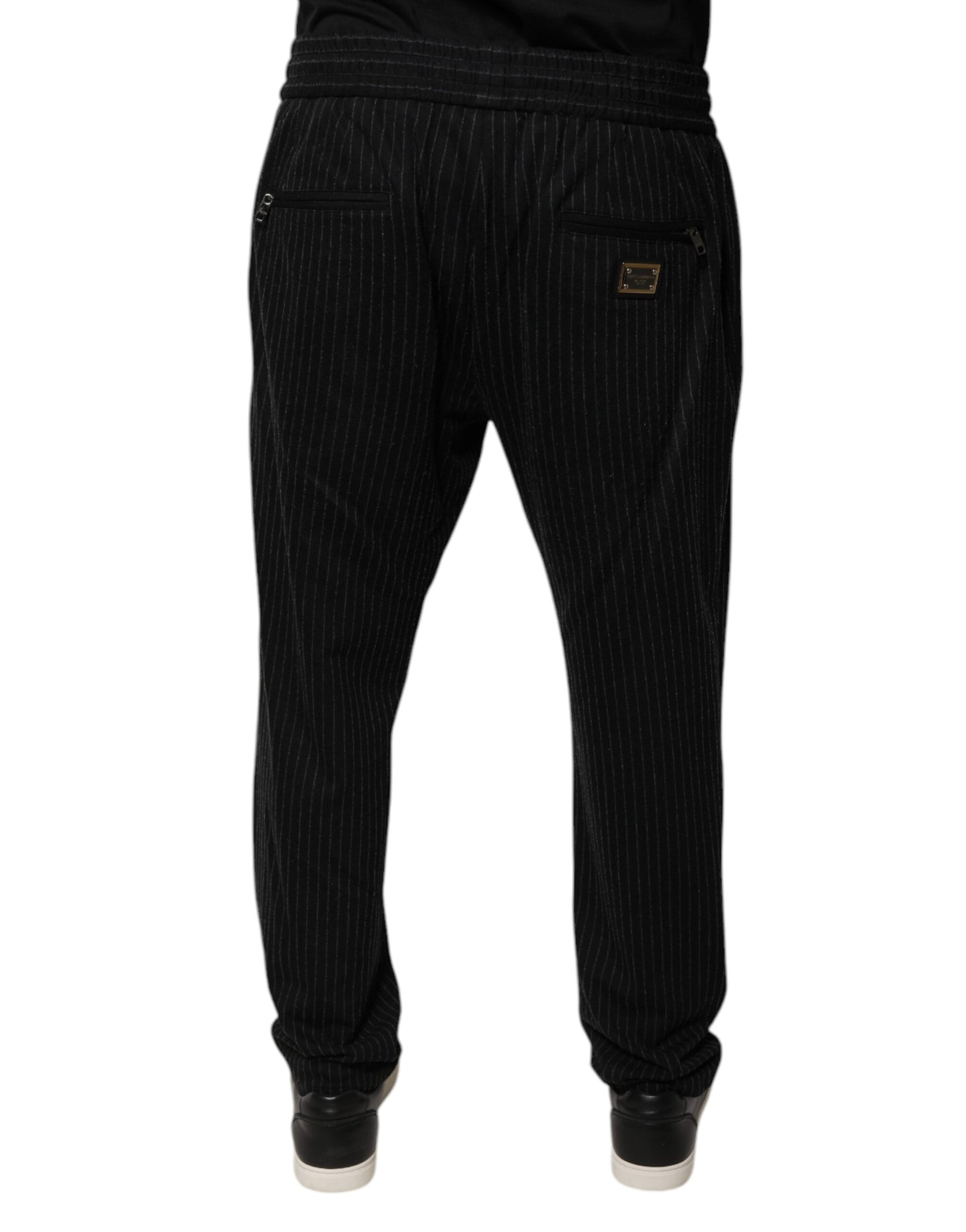 Dolce & Gabbana Black Stripes Viscose Skinny Dress Pants | Regal Royce