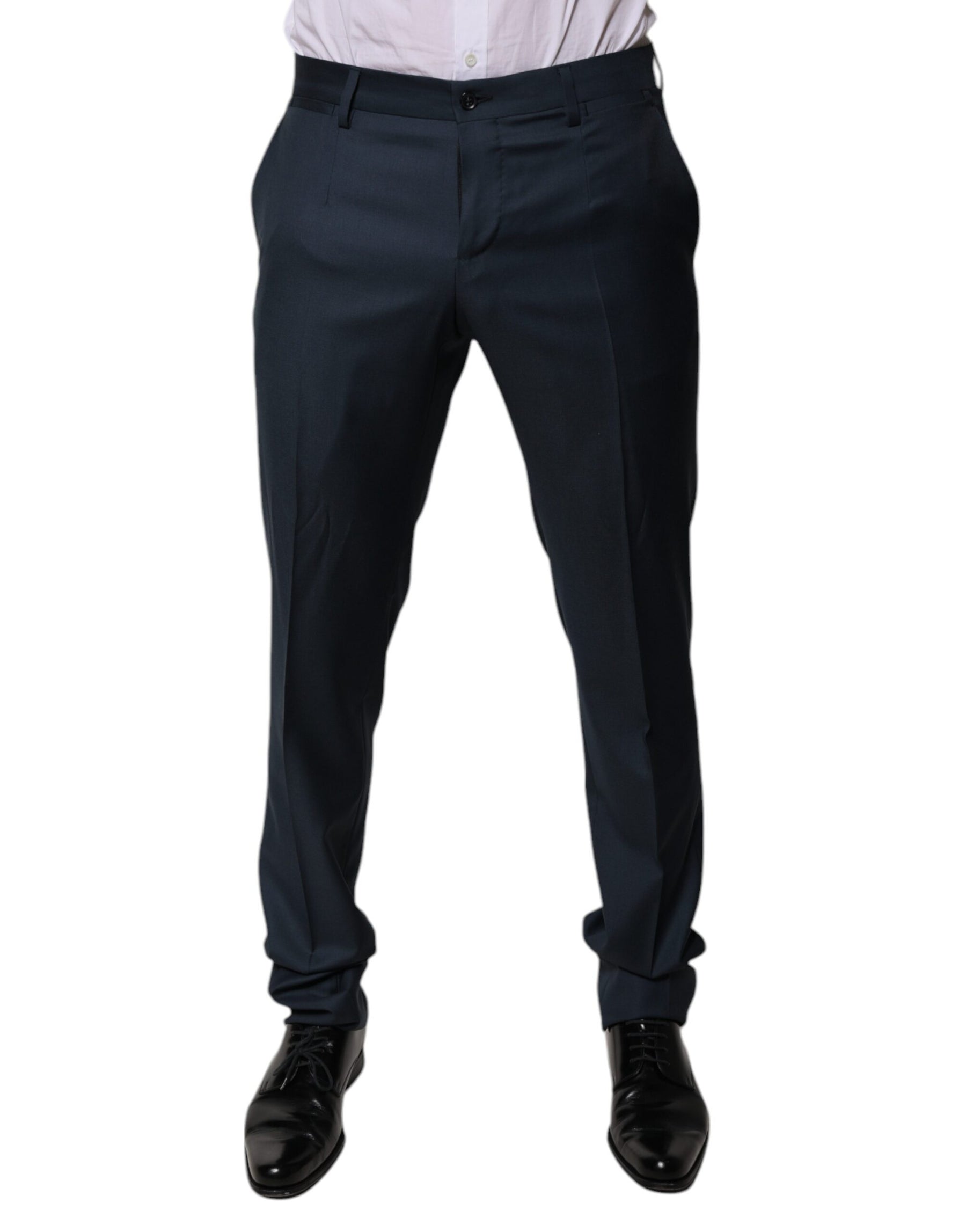 Dolce & Gabbana Blue Wool Tapered Formal Dress Pants | Regal Royce