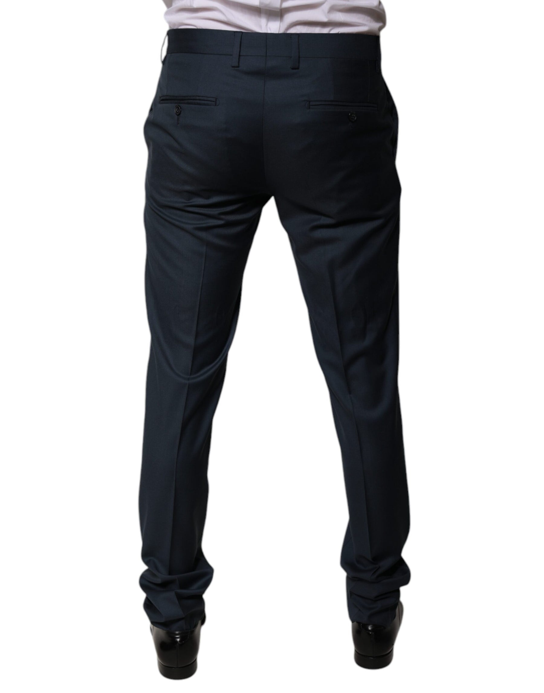 Dolce & Gabbana Blue Wool Tapered Formal Dress Pants | Regal Royce