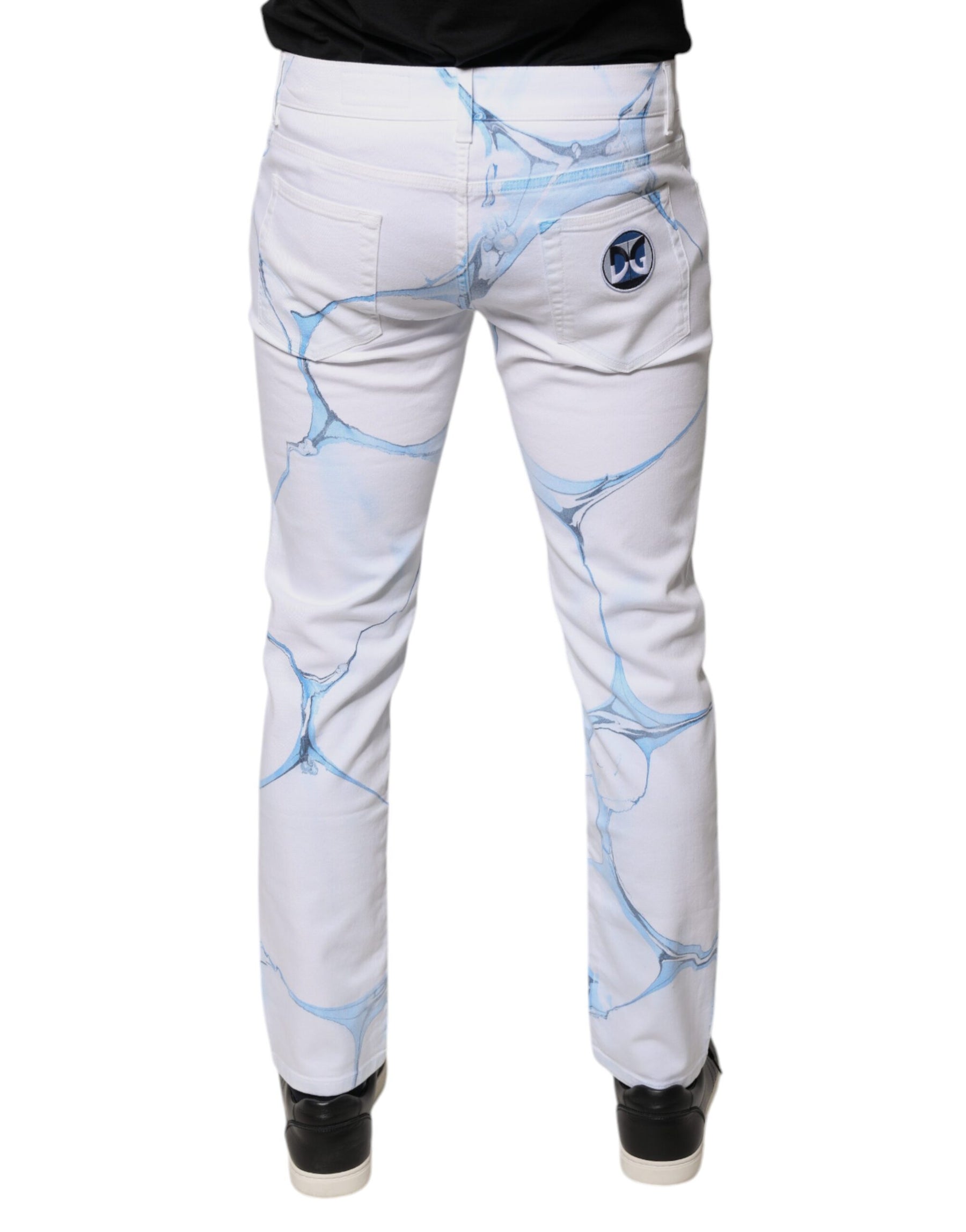 Dolce & Gabbana White Blue Cotton Stretch Skinny Denim Jeans | Regal Royce