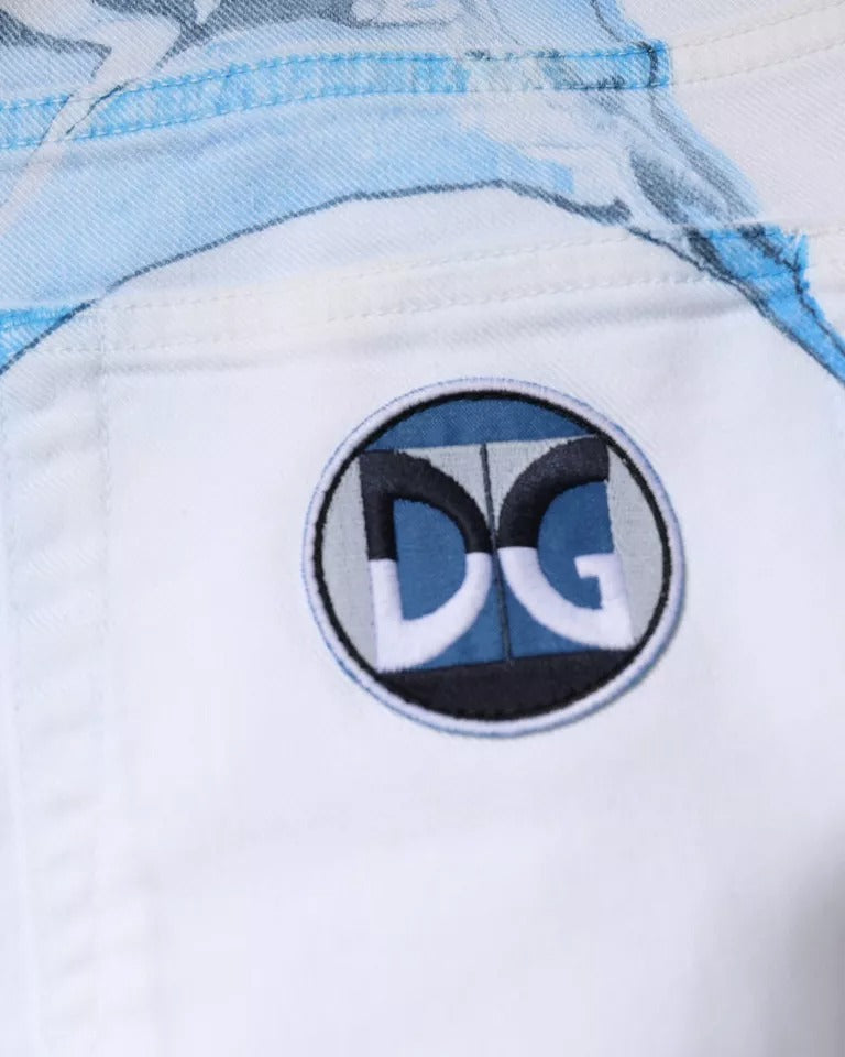 Dolce & Gabbana White Blue Cotton Stretch Skinny Denim Jeans | Regal Royce