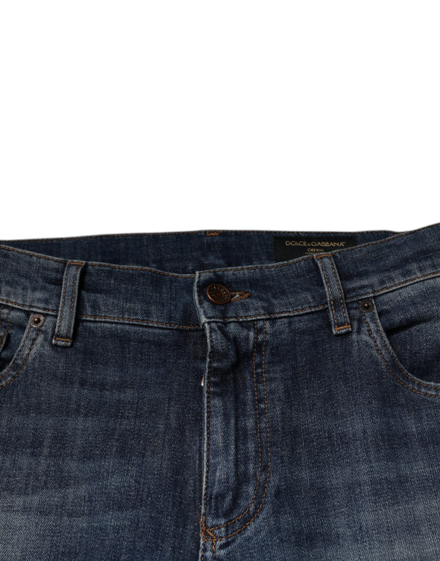 Dolce & Gabbana Blue DG Crown Logo Cotton Skinny Denim Jeans | Regal Royce