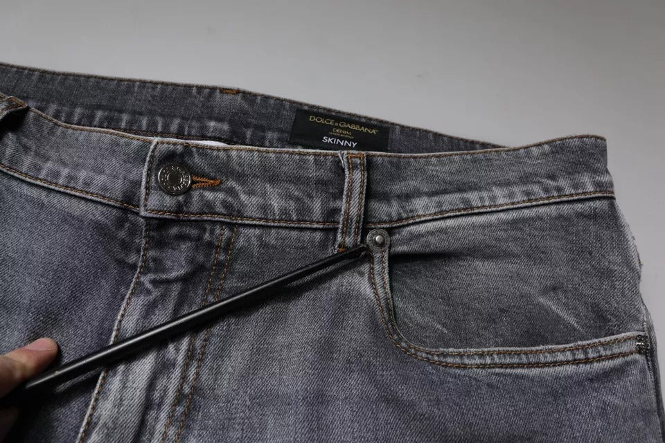 Dolce & Gabbana Gray Logo Cotton Stretch Skinny Denim Jeans | Regal Royce