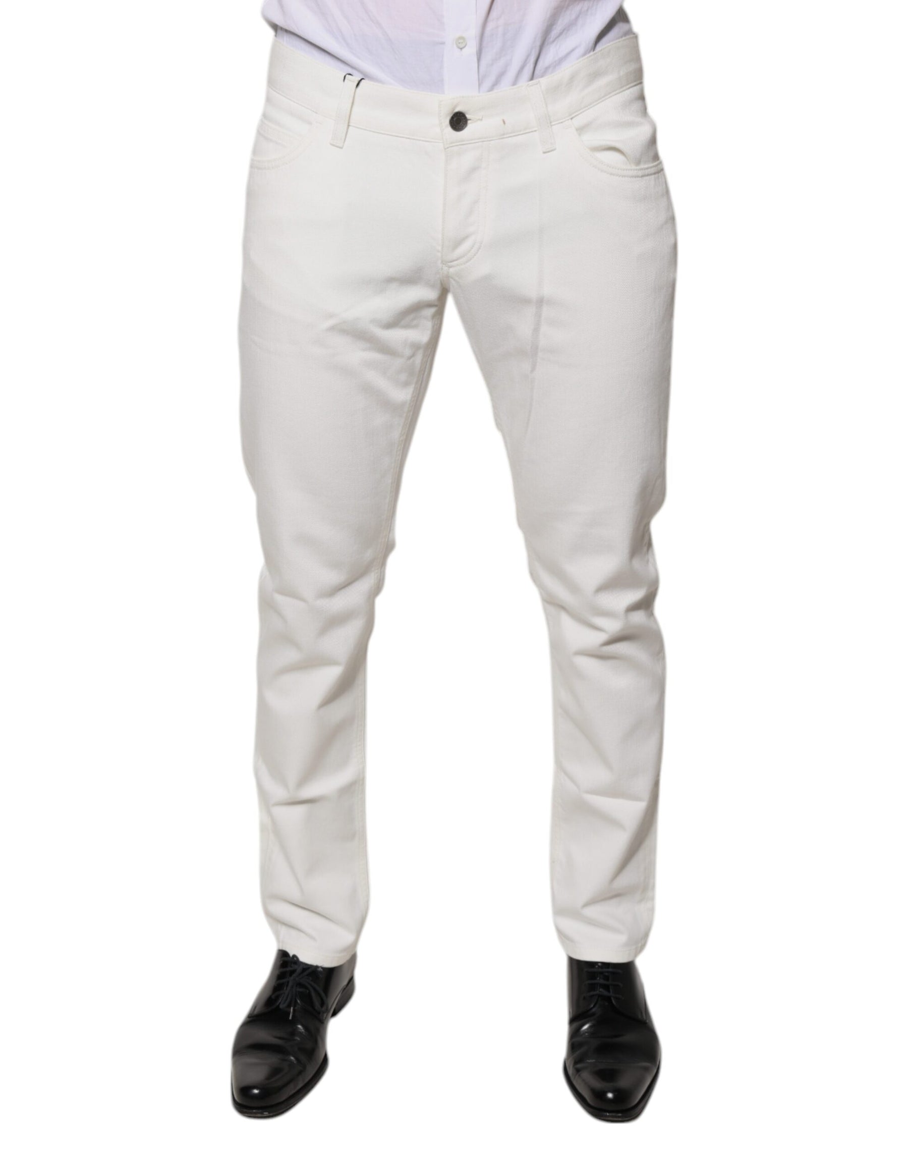 Dolce & Gabbana White Cotton Skinny Denim Jeans | Regal Royce
