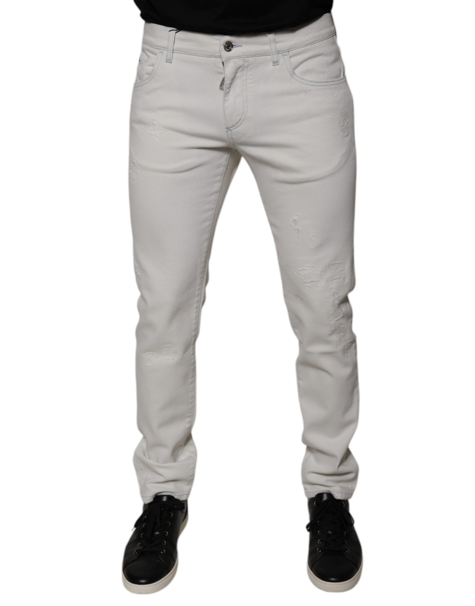 Dolce & Gabbana White Cotton Skinny Denim Jeans | Regal Royce