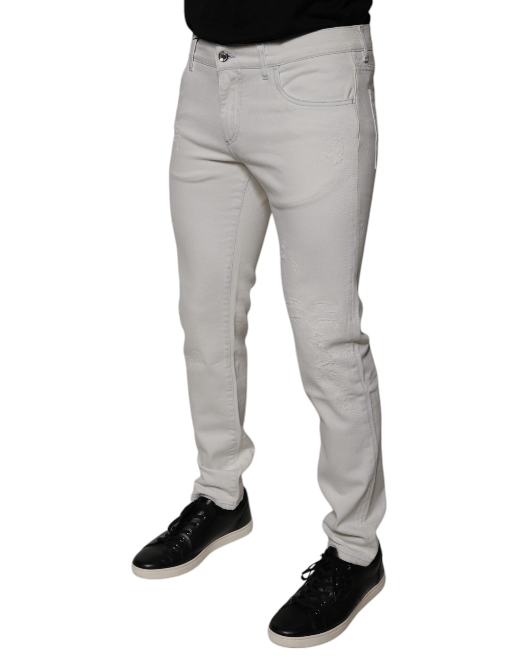 Dolce & Gabbana White Cotton Skinny Denim Jeans | Regal Royce