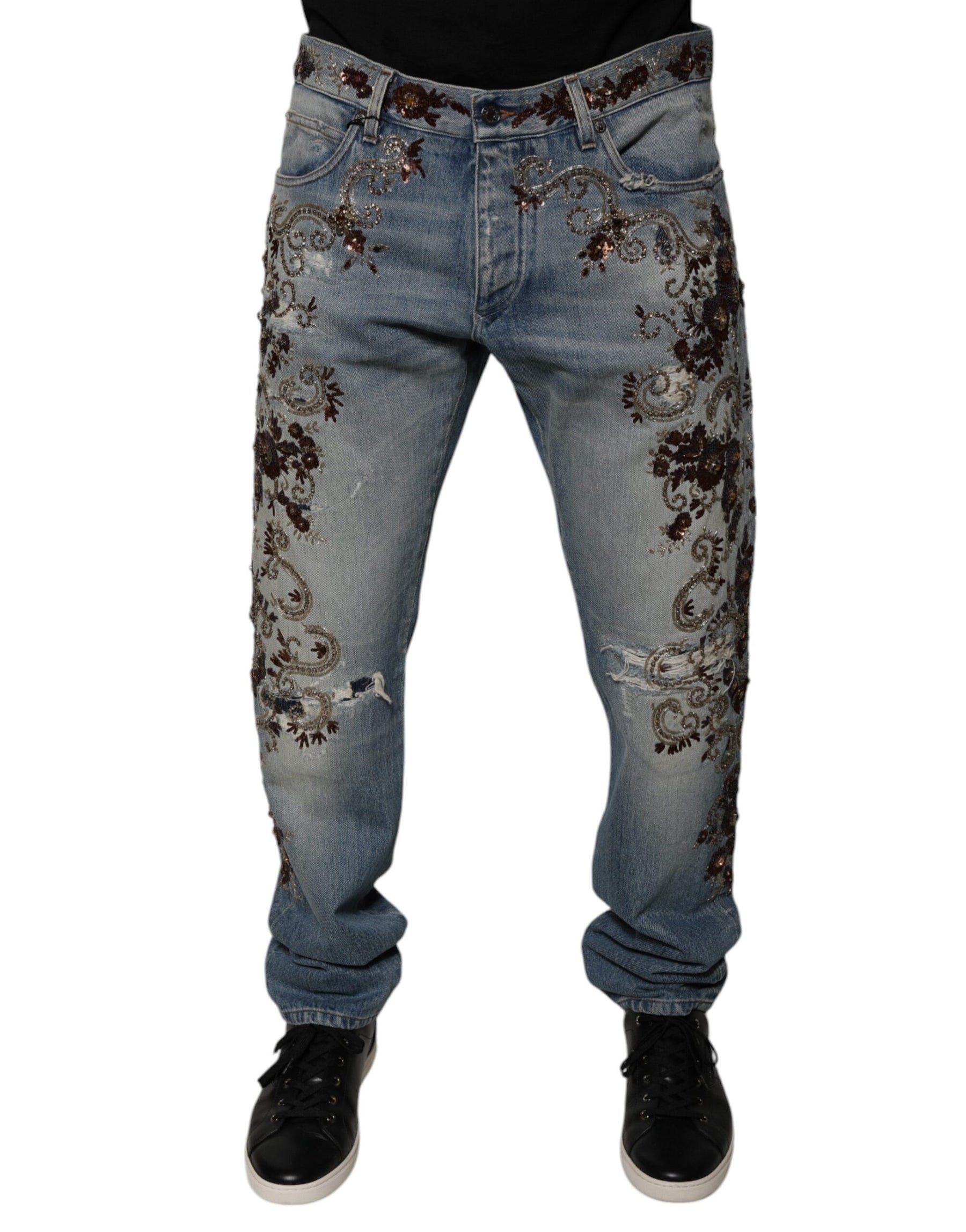 Dolce & Gabbana Light Blue Embroidered Skinny Denim Jeans | Regal Royce