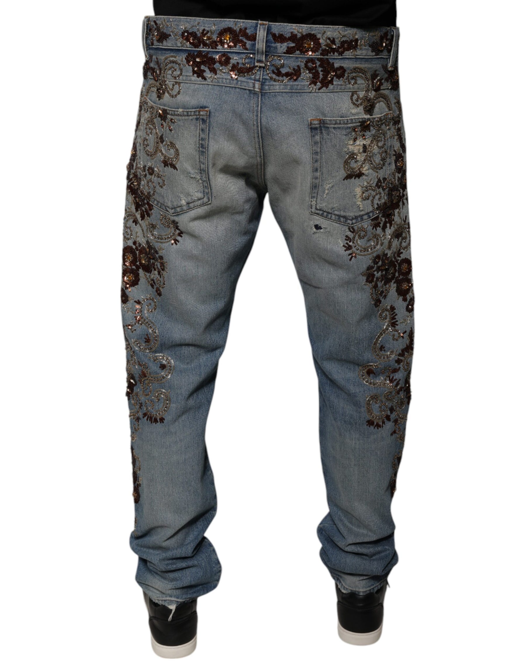 Dolce & Gabbana Light Blue Embroidered Skinny Denim Jeans | Regal Royce