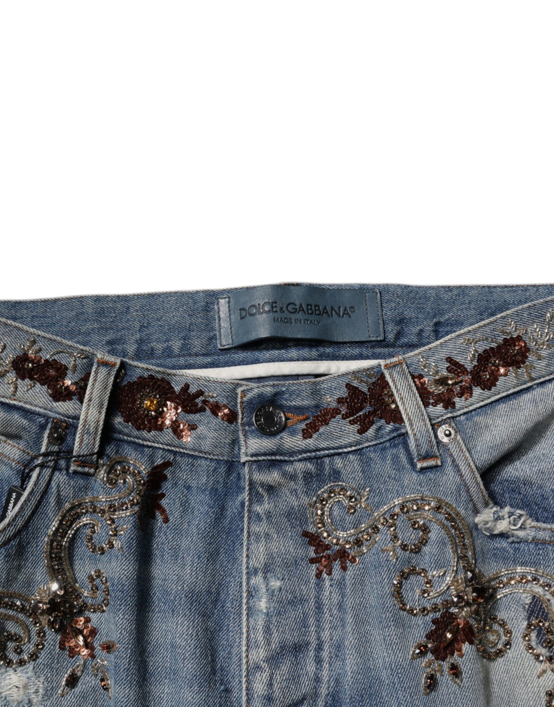 Dolce & Gabbana Light Blue Embroidered Skinny Denim Jeans | Regal Royce