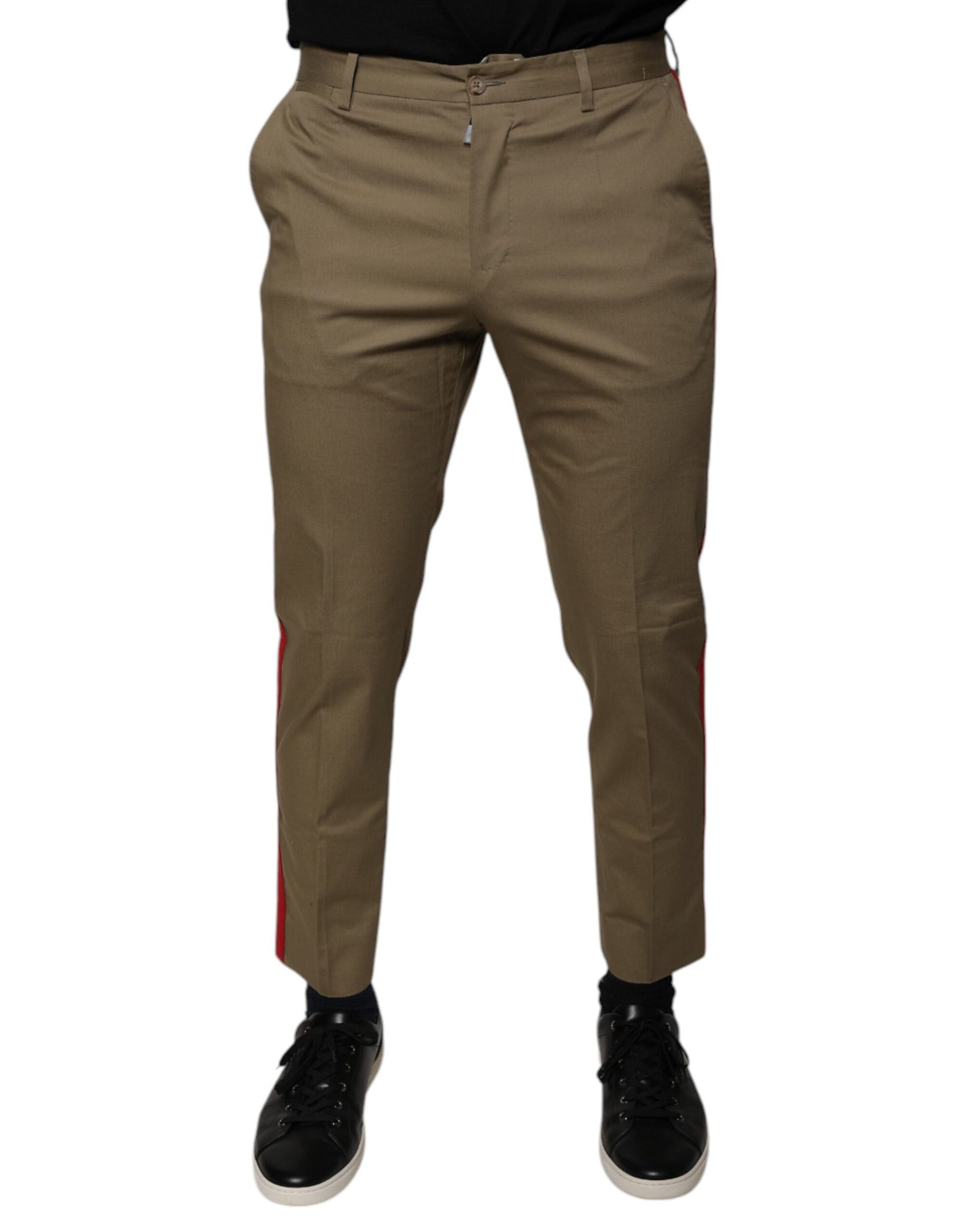 Dolce & Gabbana Brown Logo Men Casual Tapered Pants | Regal Royce