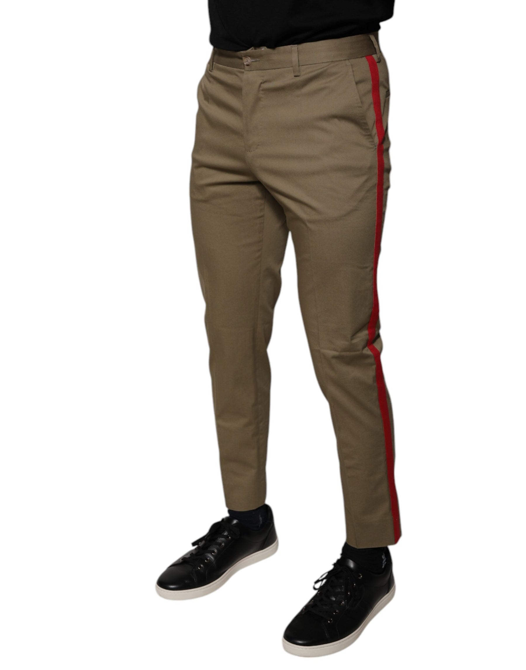 Dolce & Gabbana Brown Logo Men Casual Tapered Pants | Regal Royce