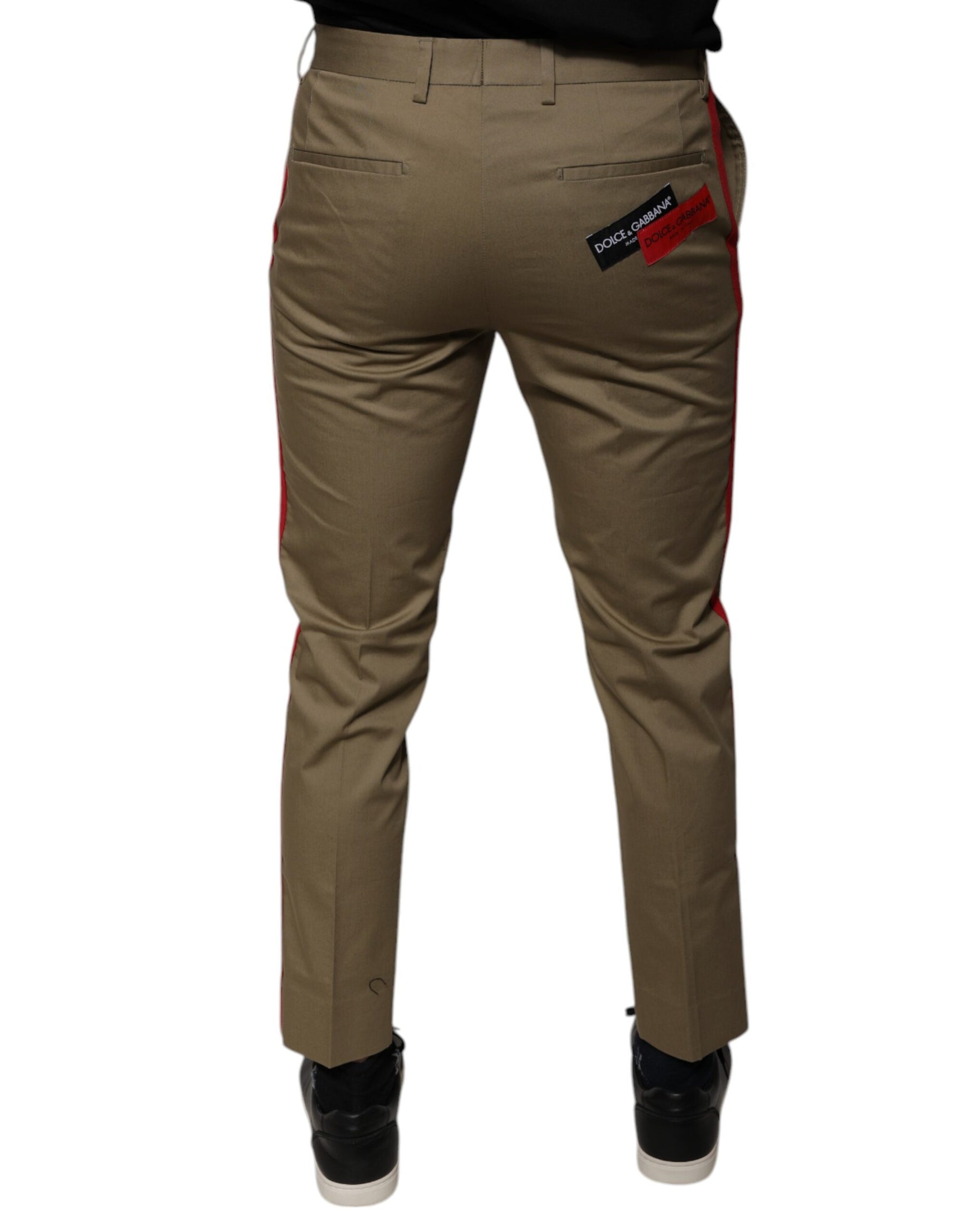 Dolce & Gabbana Brown Logo Men Casual Tapered Pants | Regal Royce
