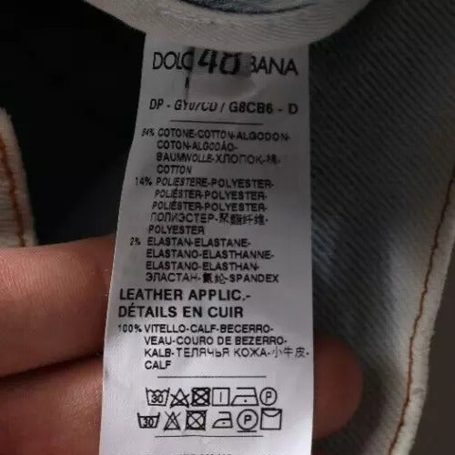 Dolce & Gabbana Light Blue Cotton Blend Tattered Skinny Denim Jeans | Regal Royce