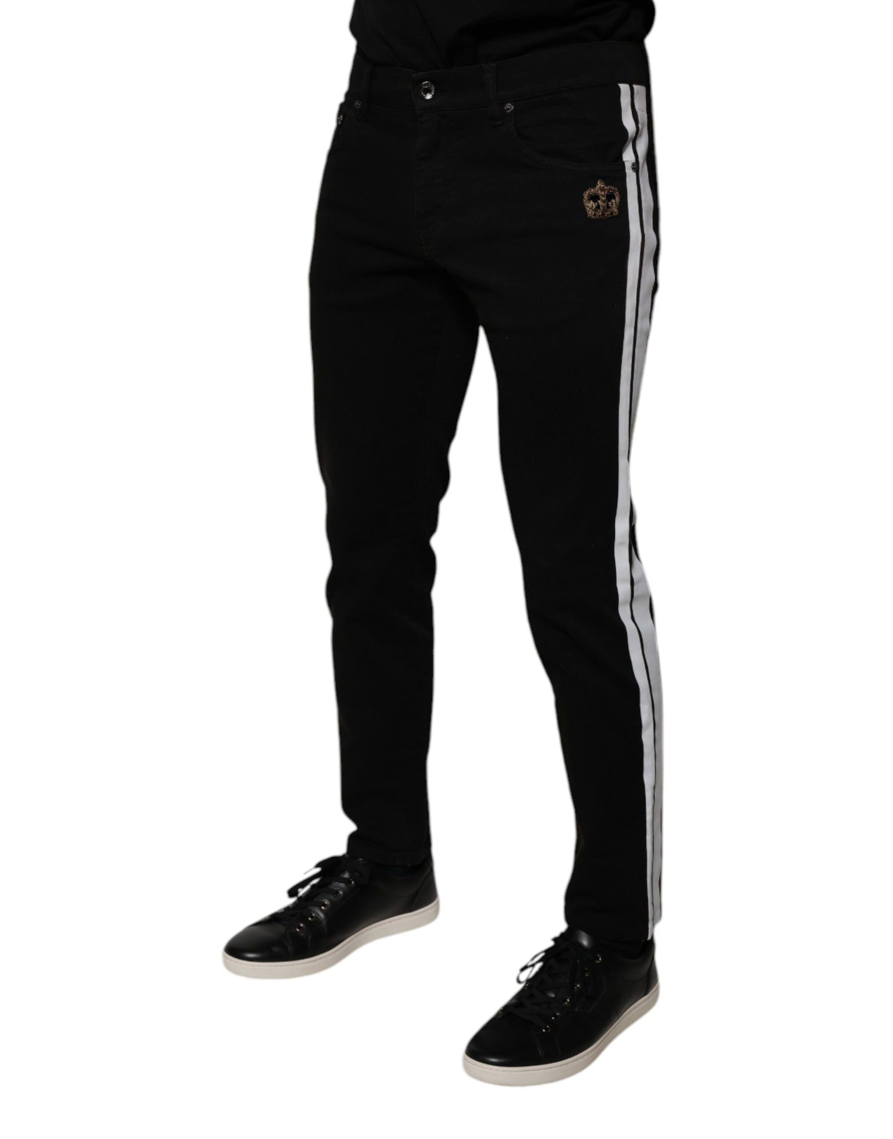Dolce & Gabbana Black Crown White Lining Skinny Denim Jeans | Regal Royce