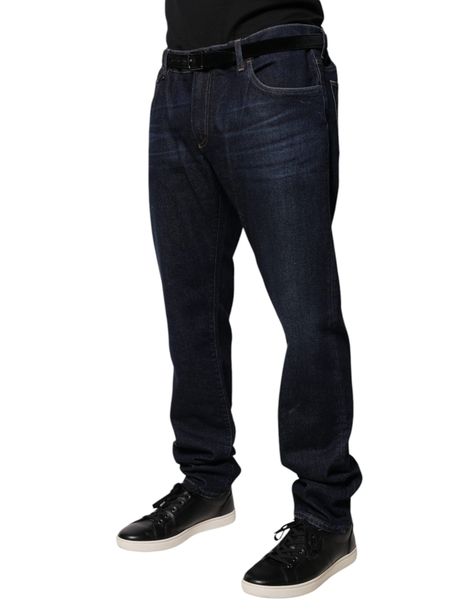 Dolce & Gabbana Dark Blue Cotton Skinny Denim Jeans | Regal Royce