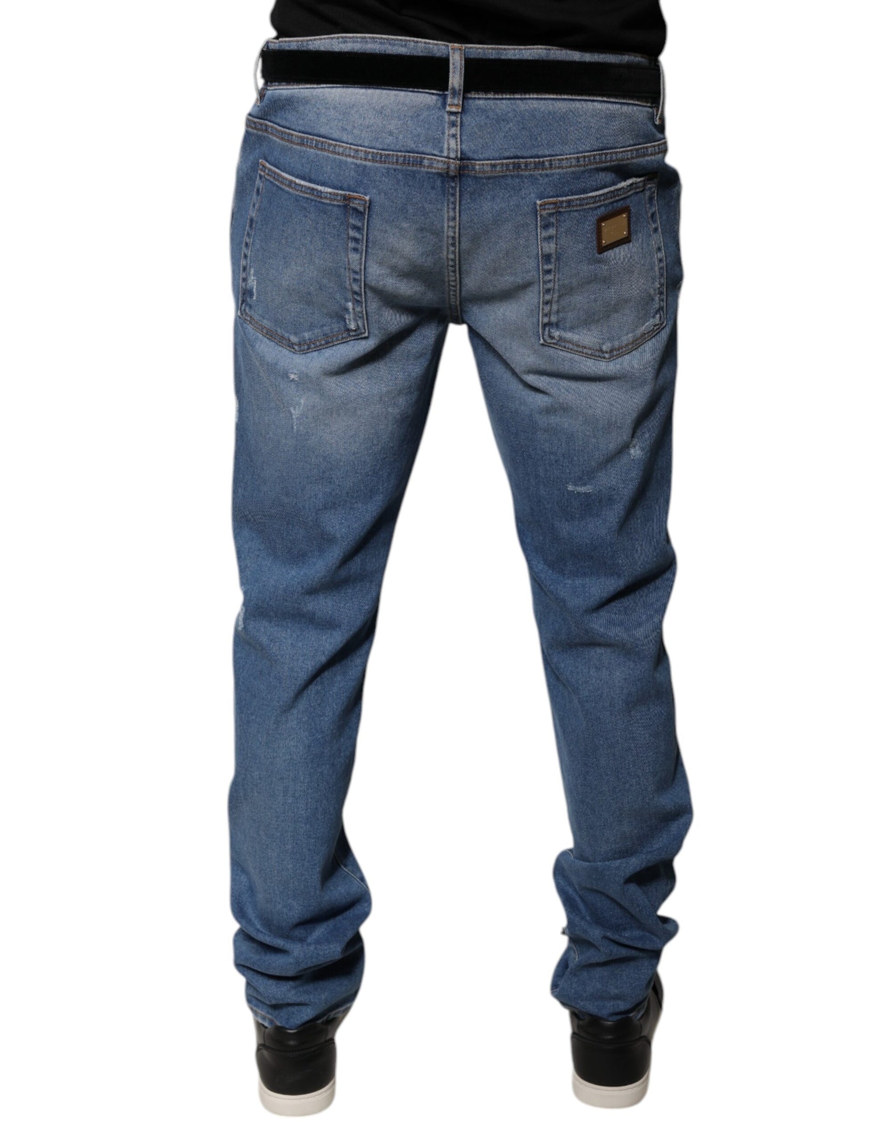 Dolce & Gabbana Light Blue Cotton Men Skinny Denim Jeans | Regal Royce