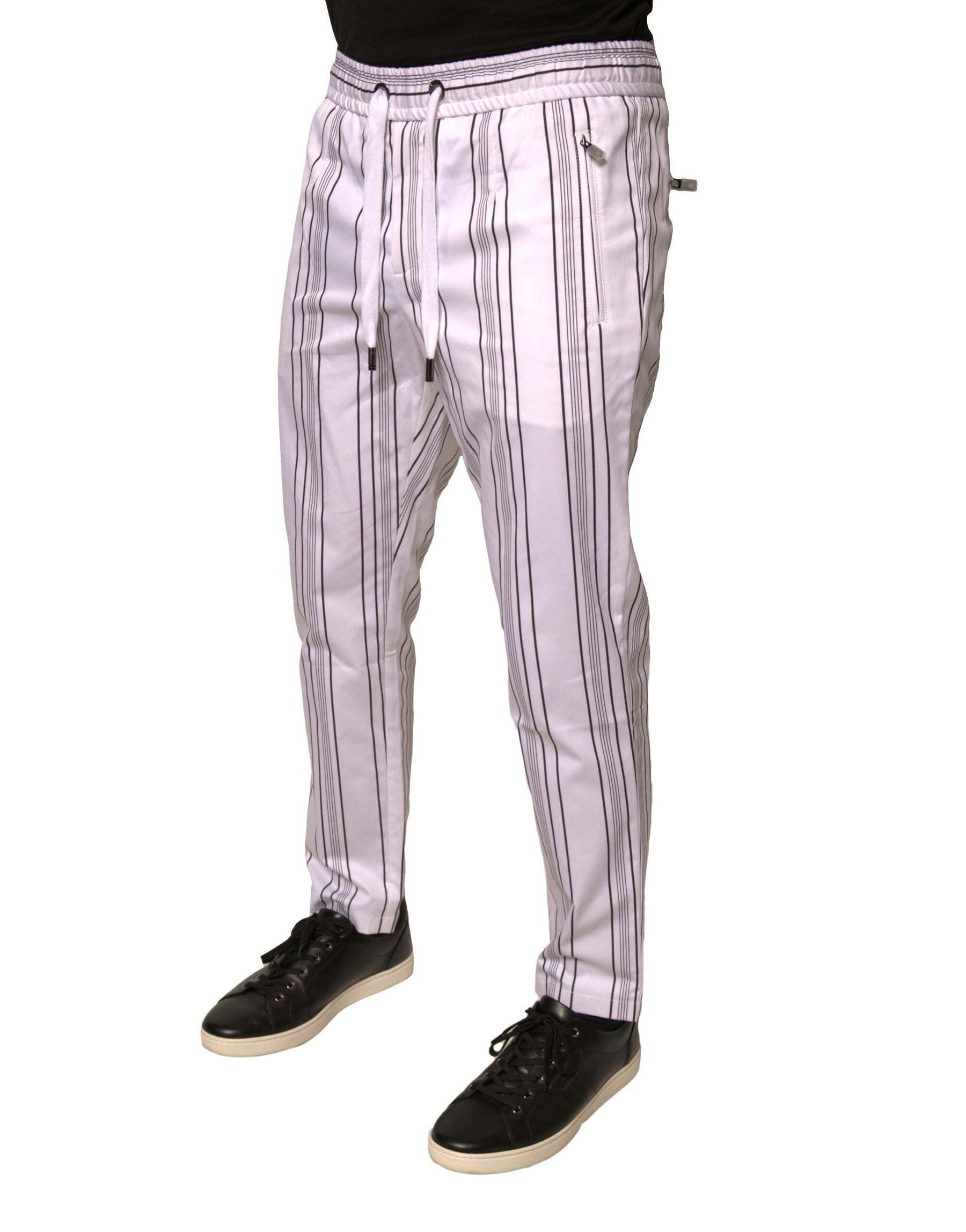 Dolce & Gabbana White Stripe Cotton Dress Skinny Pants | Regal Royce