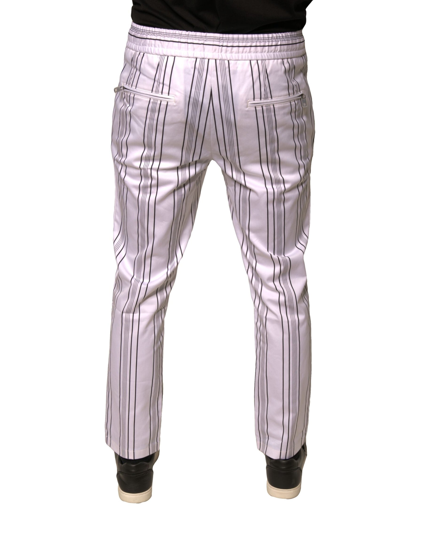 Dolce & Gabbana White Stripe Cotton Dress Skinny Pants | Regal Royce