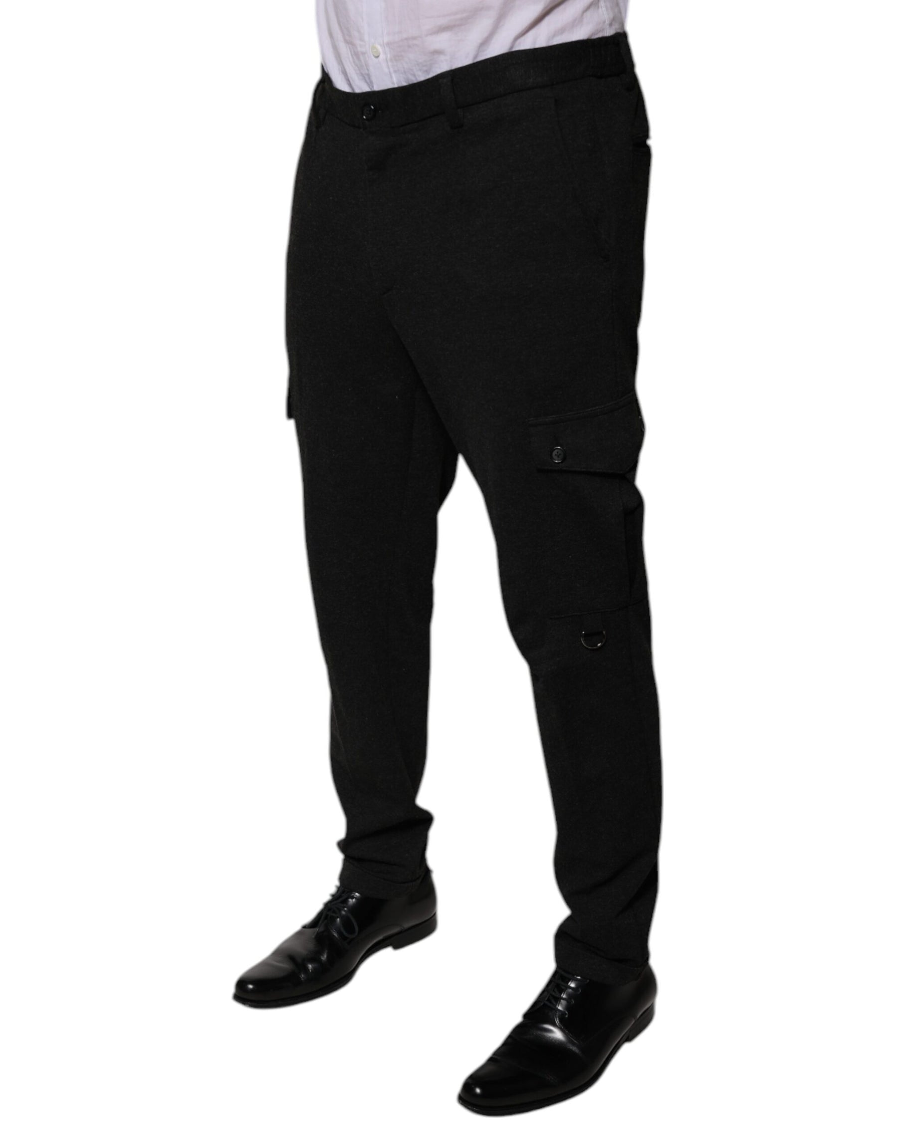Dolce & Gabbana Black Viscose Cargo Men Casual Pants | Regal Royce